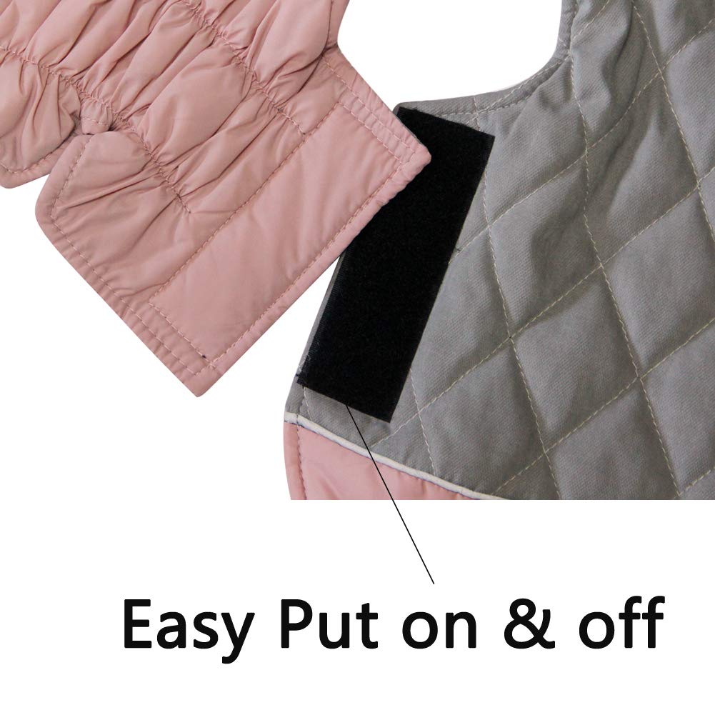 Vecomfy Reversible Dog Coats For Large Dogs Waterproof Warm Dog Jacket For Cold Winter,Pink And Grey Xxl