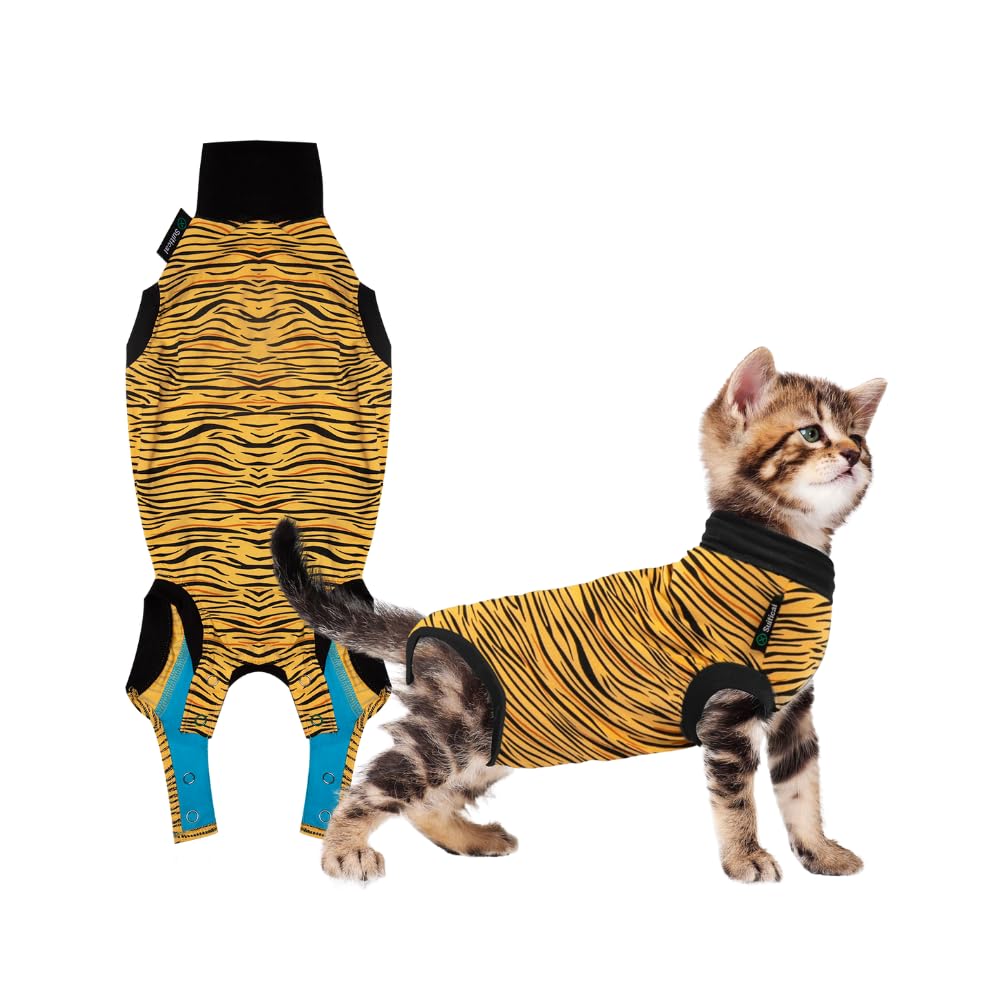 Suitical Cat Recovery Suit For Spay, Neuter, Suture, Incision, & Skin Conditions - Breathable Fabric With Back Opening - 3Xs, Ti