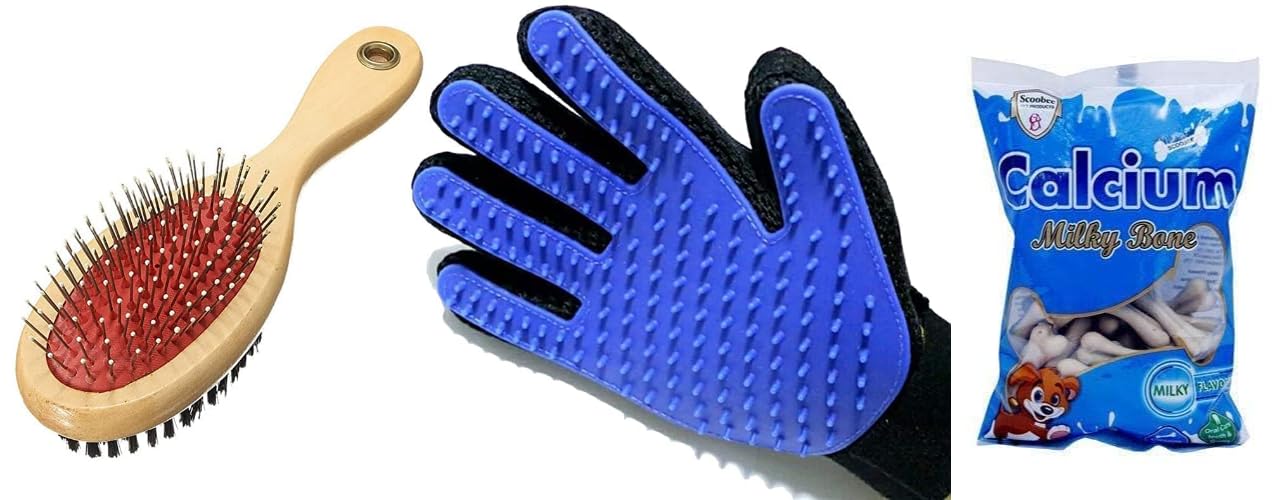 Penta Paws Comb Pack 2 In 1 Pet Grooming Accessories, Massaging And Deshedding For Dogs & Cats And Vegetarian Calcium Milk Bone 