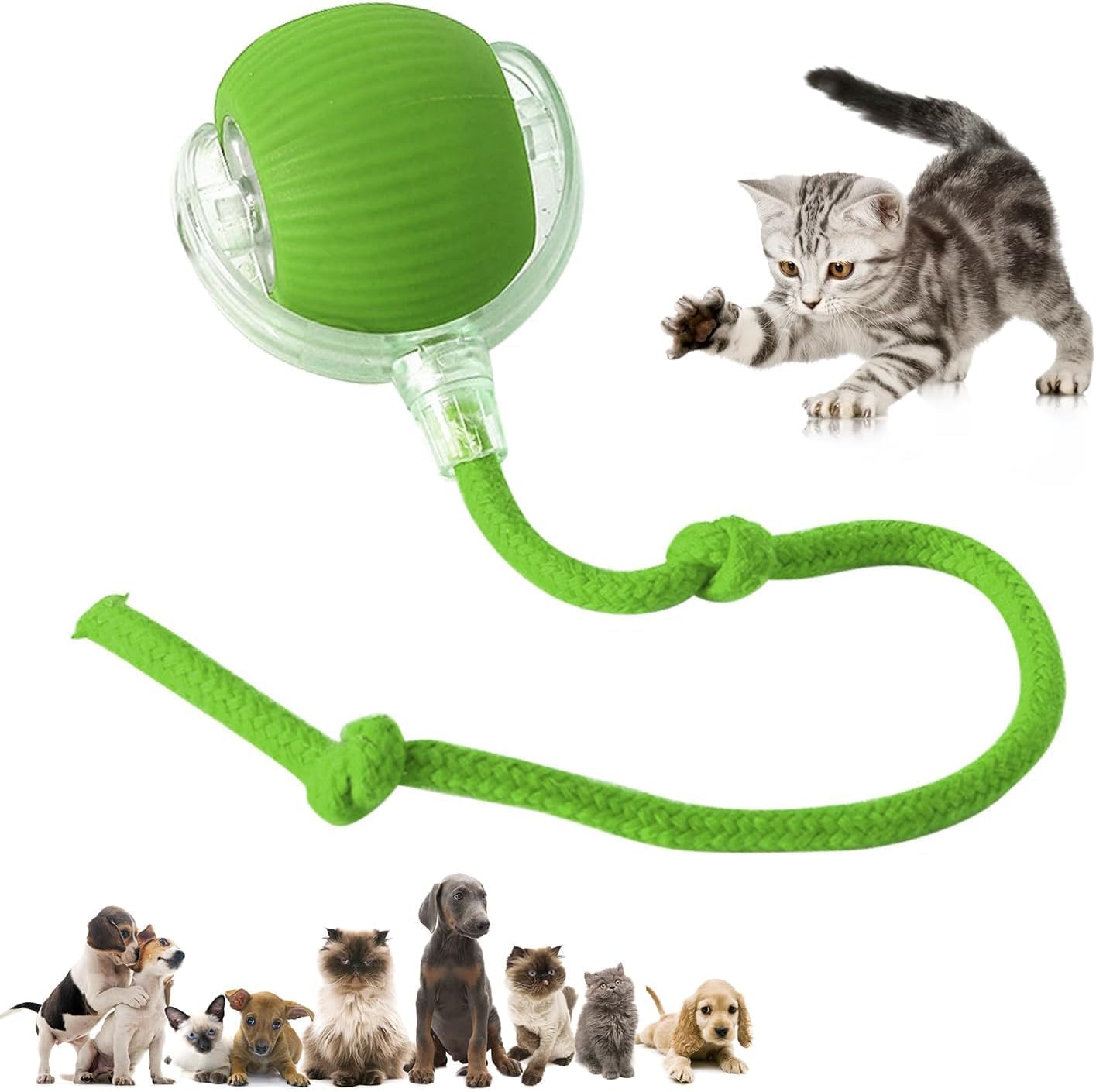 WEZOSHINET Interactive Electric Automatic Rolling Moving Rechargeable Self Play Stimulation Toy,Smart Pet Chase Ball with Speedy