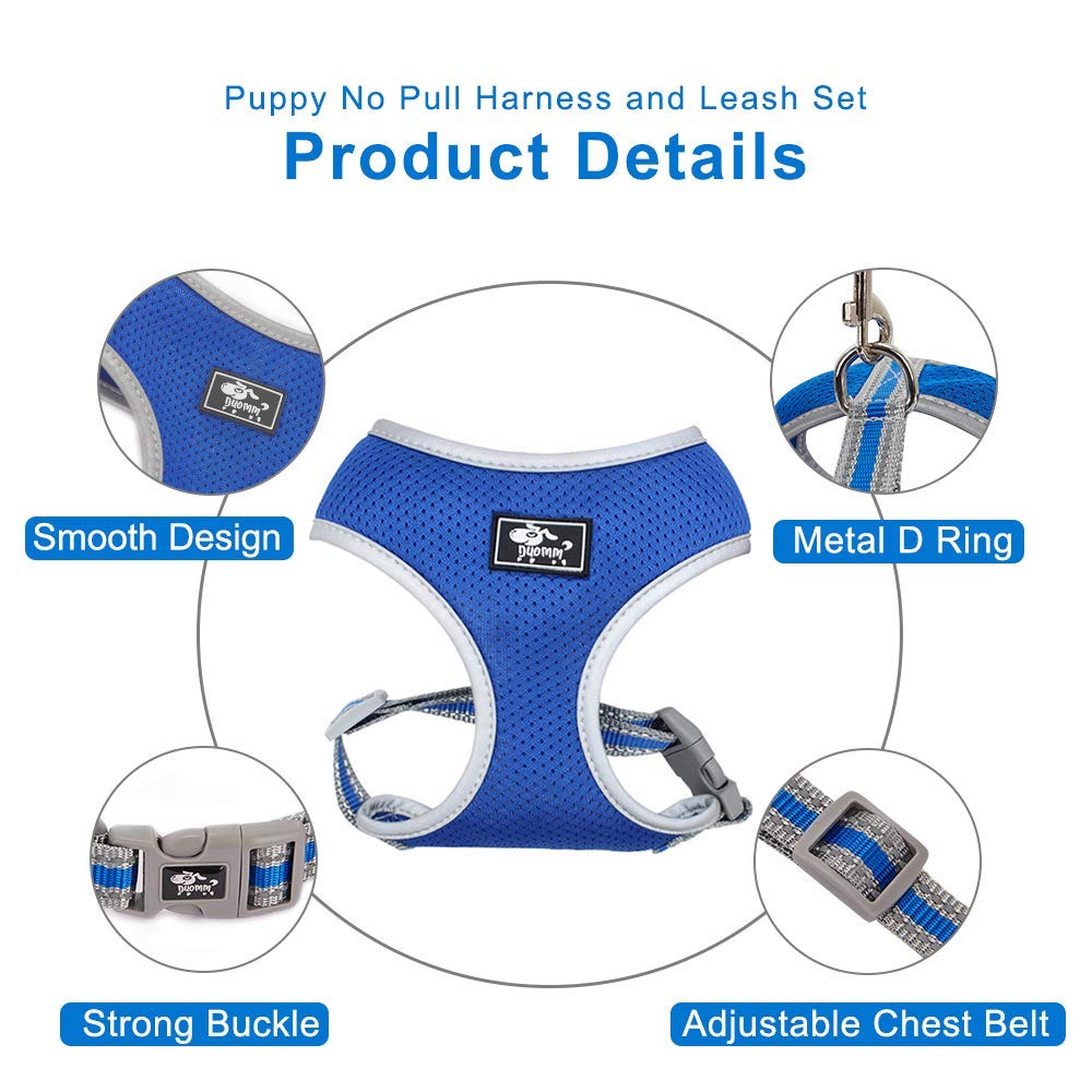 Puppy Harness And Leash Set - Dog Vest Harness For Small Dogs Medium Dogs- Adjustable Reflective Step In Harness For Dogs - Soft