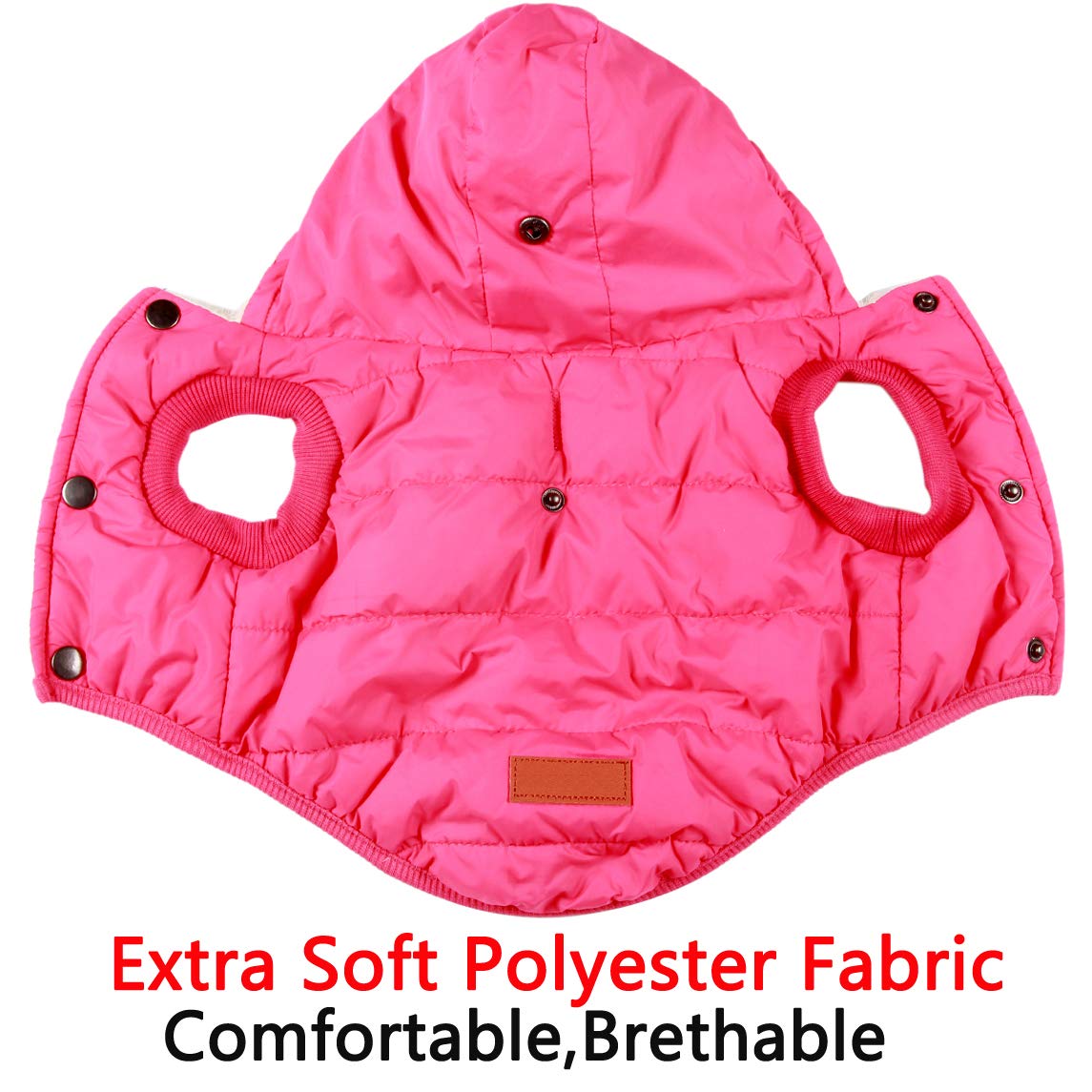Vecomfy Fleece Lining Extra Warm Dog Hoodie In Winter,Small Dog Jacket Puppy Coats With Hooded Pink S