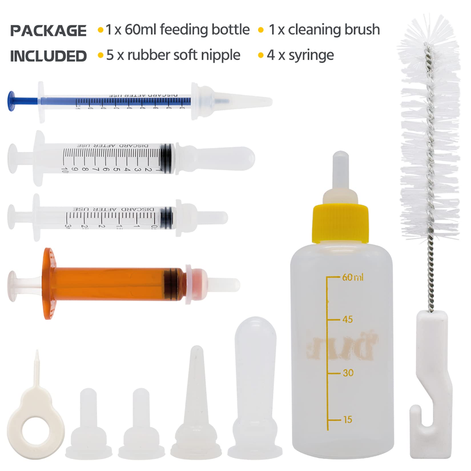 Puppy Kitten Bottle For Nursing, Newborn Pet Dog Cat Rabbit Feeding Bottles With Nipples Feeder Kit