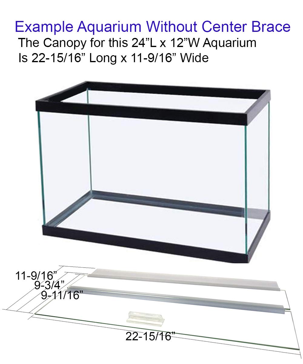 Glass Canopy For Aquariums With And Without Center Braces, 10 Gallon To 200 Gallon Aquariums (Tank Without Center Brace, 24'' L