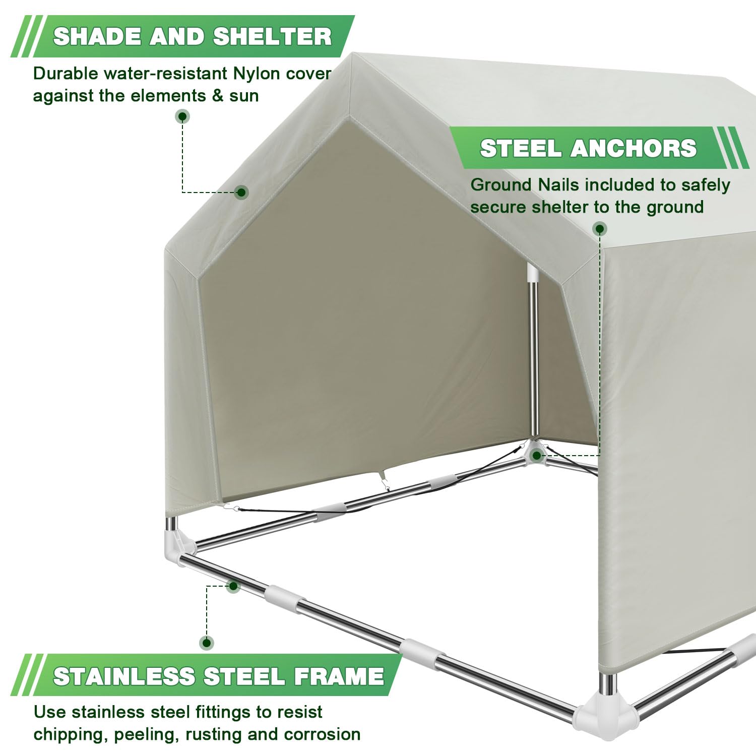 Dog Shade Shelter Outdoor Large Tent Dog House For Large Dogs, Outdoor Dog Tent, Outside Sun Rain Canopy Pet House For Cats, Rab