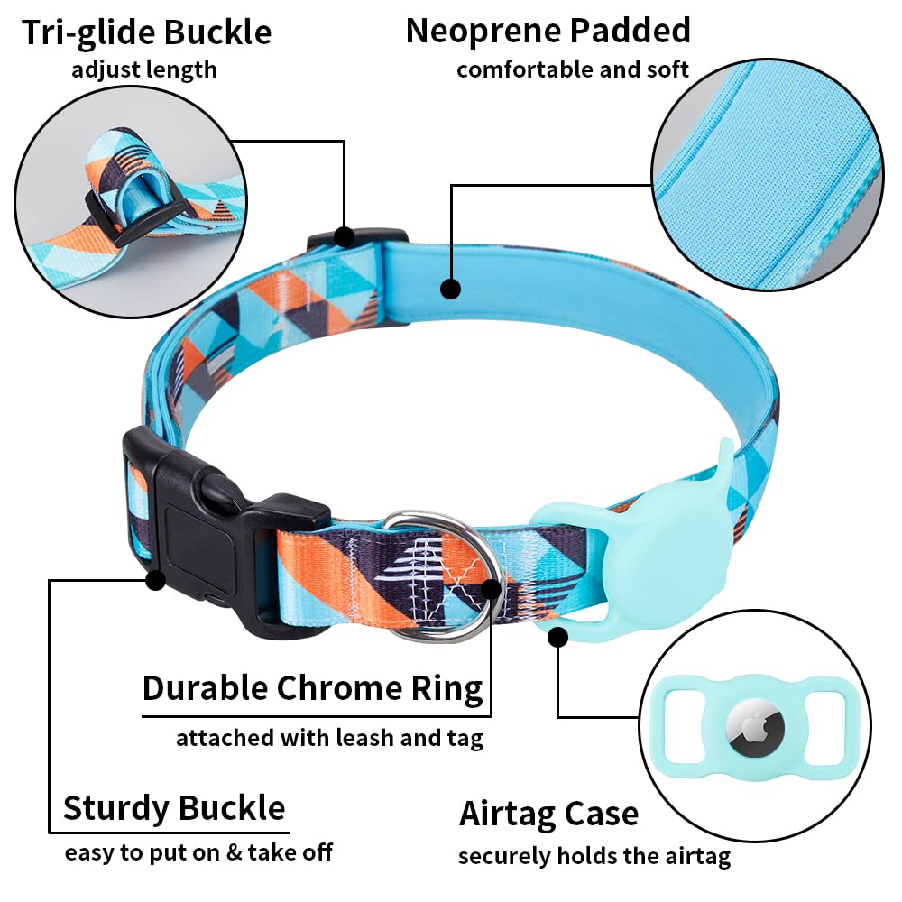 Airtag Cat Collar, Animire Soft Neoprene Padded Air Tag Collar For Extra Small Dogs, Polyester Puppy Pet Collar With Silicone Airtag Case Holder Accessories, 8'-12' Neck