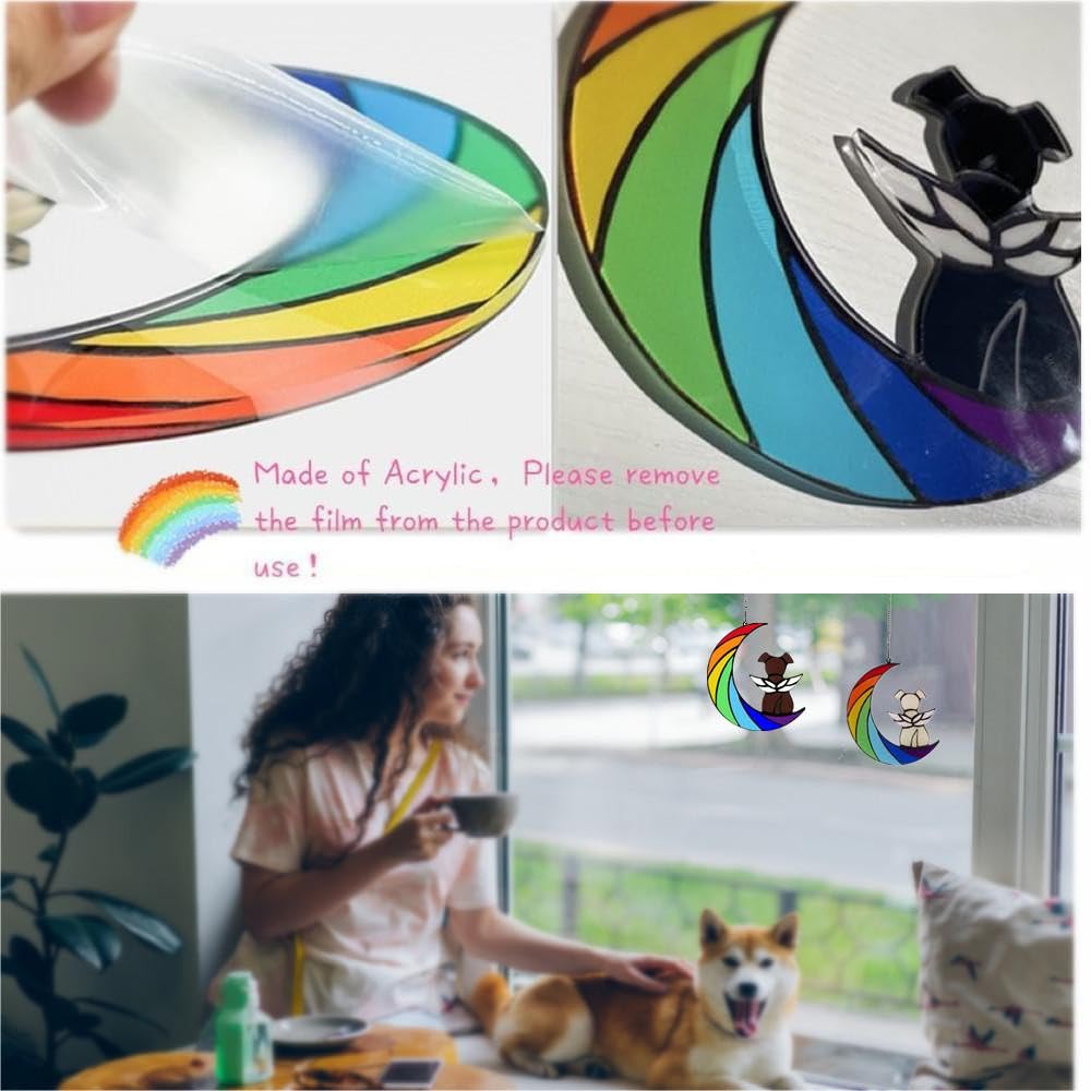 Dog Memorial Gifts For Loss Of Dog, Rainbow Bridge Dog Memorial Sun Catcher, Pet Loss Sympathy Gift For Dogs