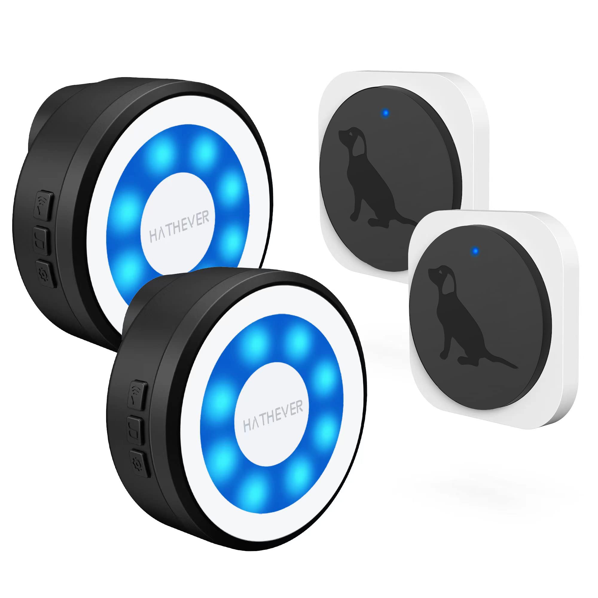 Hathever Dog Bell For Door Potty Training, Wireless Doggie Door Bell Operating At 1000 Feet With Chew Resistant Ip65 Waterproof Touch Button, 4 Notification Modes