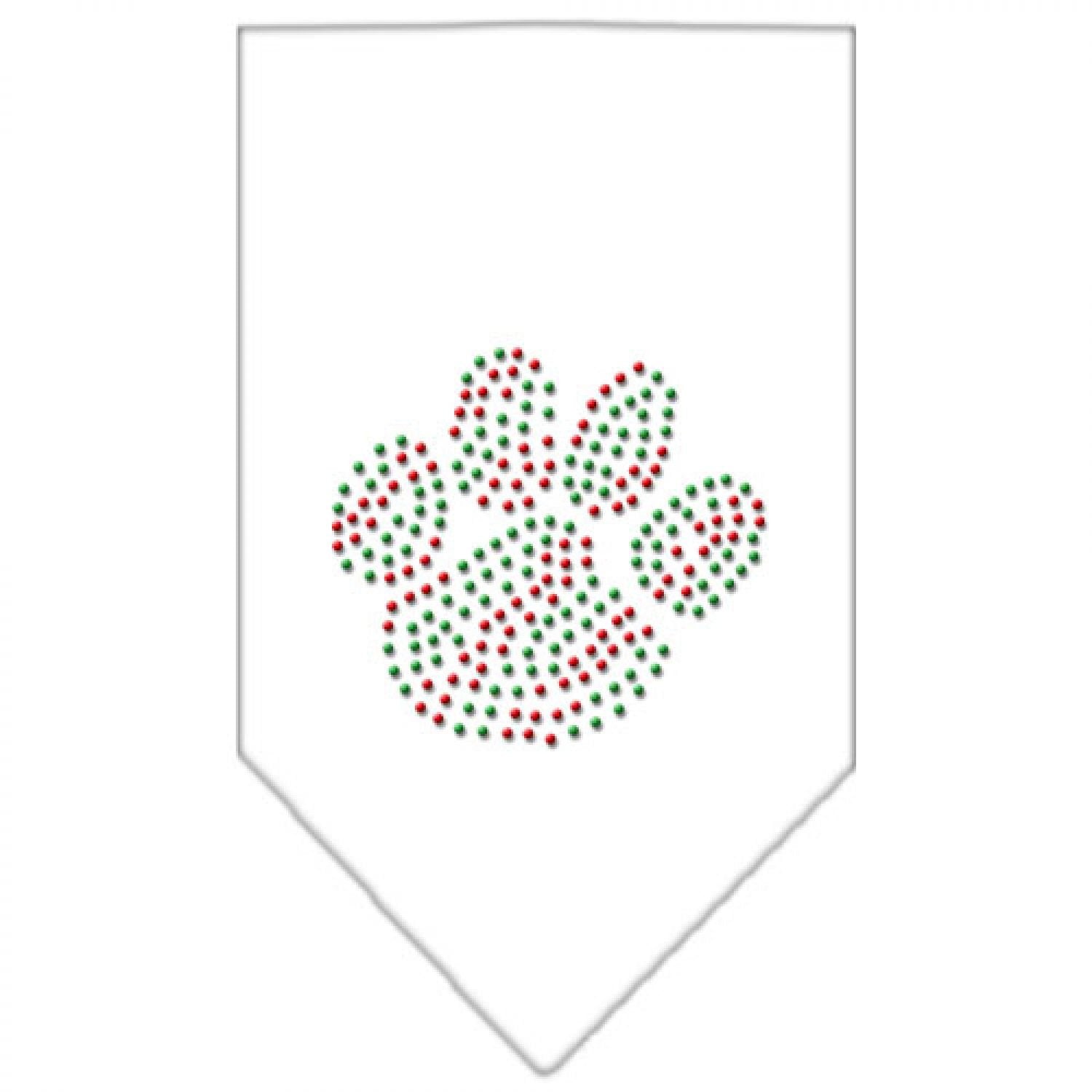 Mirage Pet Products Christmas Paw Rhinestone Bandana, Small, White