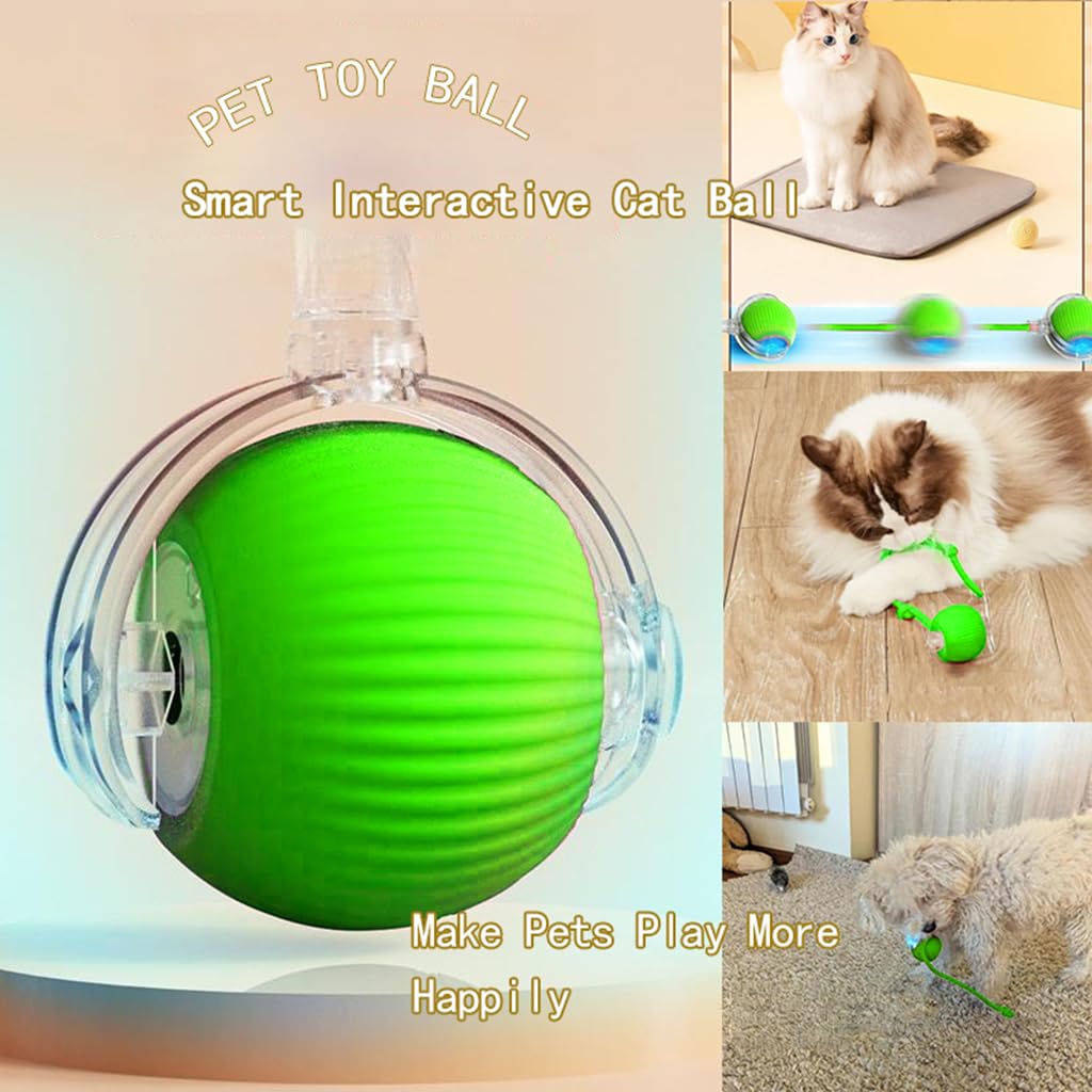 Interactive Cat Toys Ball for Indoor Cats, Self Moving Cat Toys Electric Rolling Balls, Realistic Mouse & Chase for Hunting and