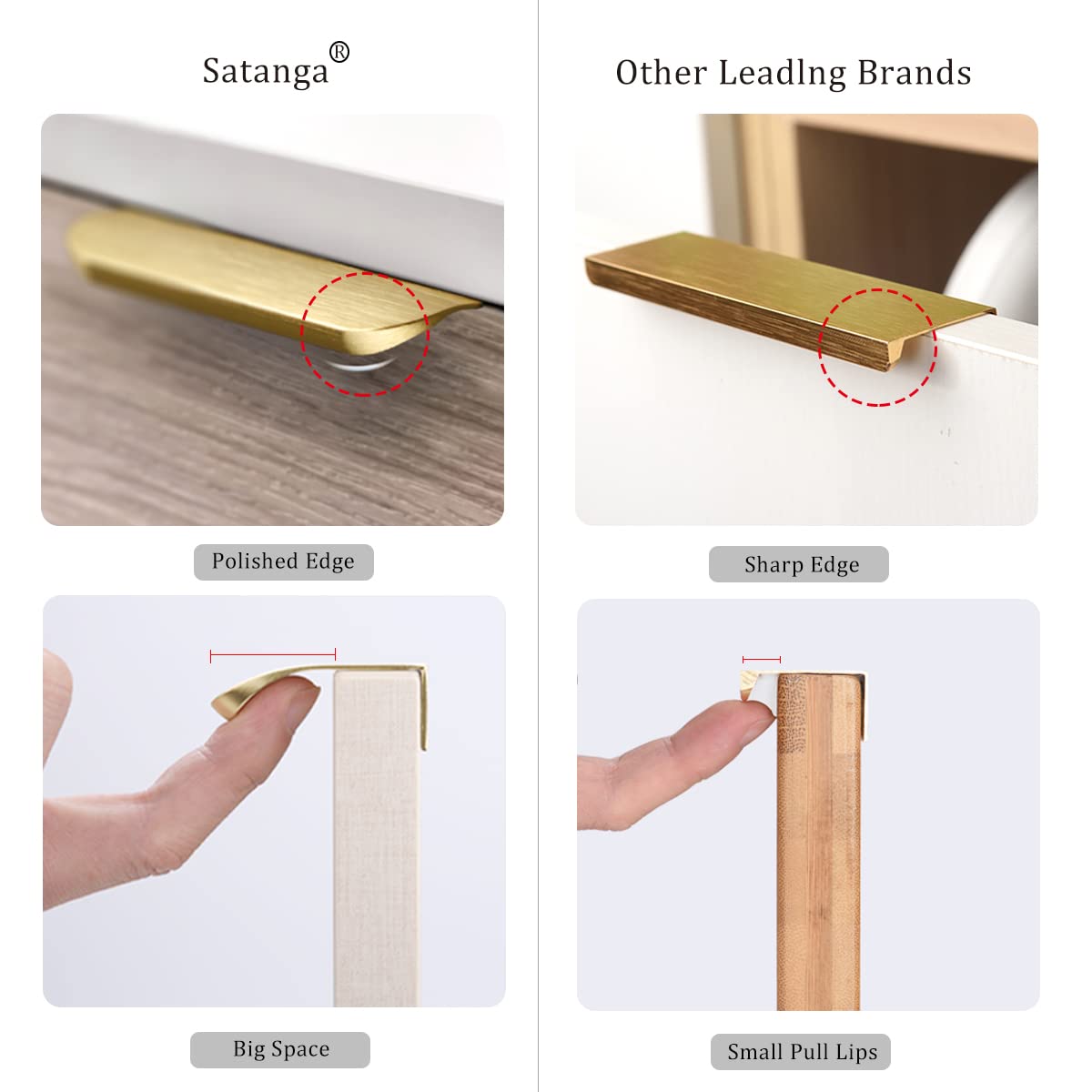Satanga Edge Finger Tab Pull For Cabinets Kitchen Concealed Drawer Pulls Aluminum Flat Hidden Back Mount Door Handle Home 10 Pac