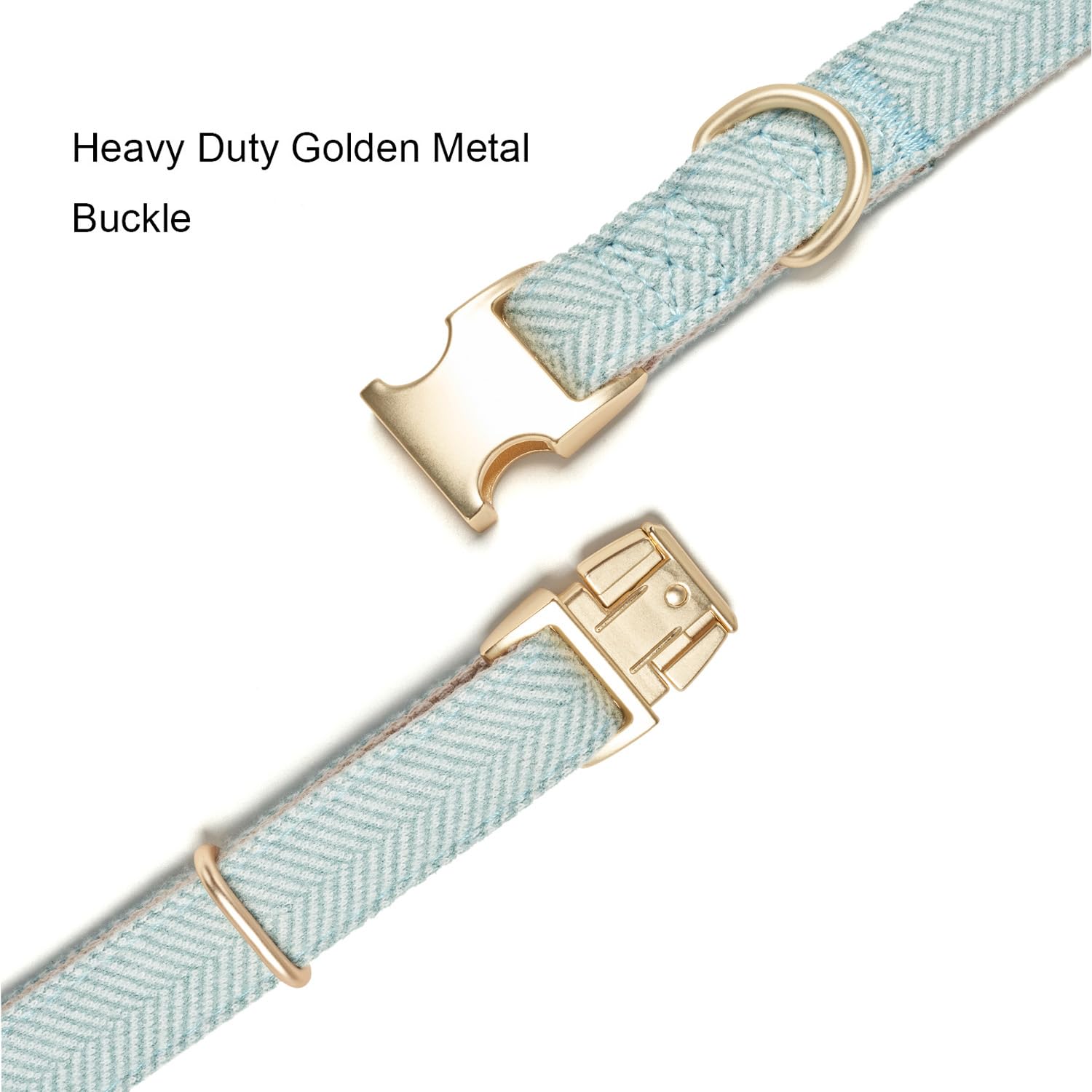 YUDOTE Soft Cotton Hemp Dog Collar with Metal Buckle Adjustable Twilled Dog Collars for Small Medium Large Dogs(Blue,Medium)