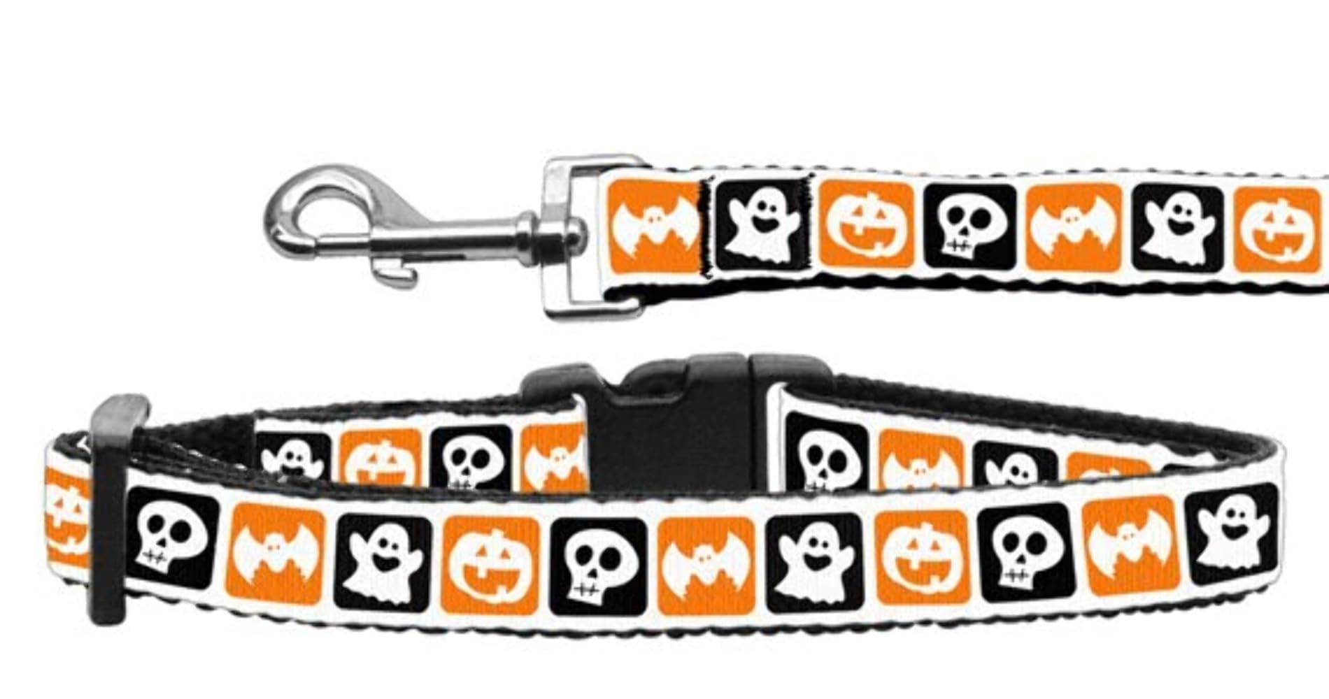 Halloween Pet Dog & Cat Nylon Collar or Leash, "Classic Halloween" XS Collar