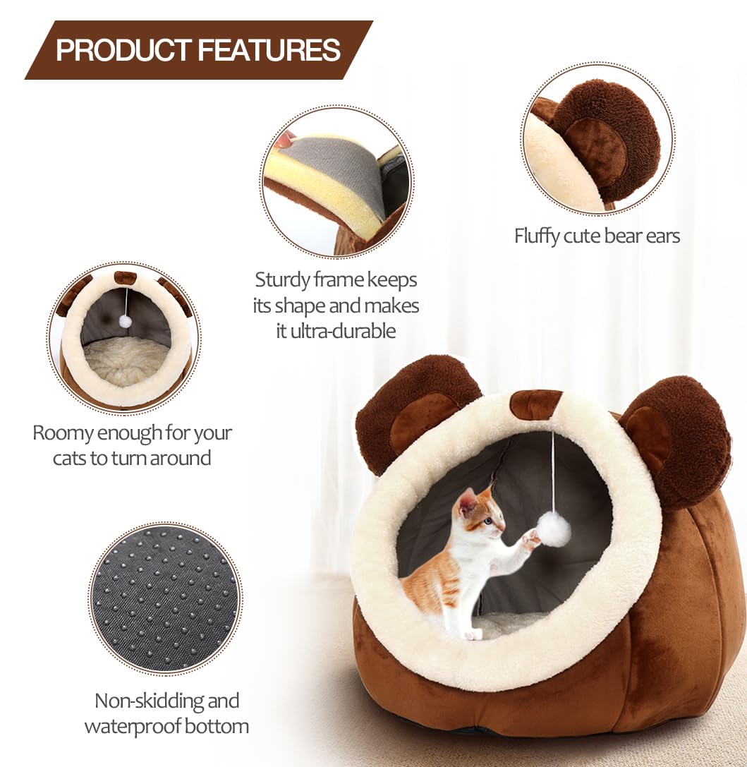 Cat Beds For Indoor Cats - Cat Bed Cave With Removable Washable Cushioned Pillow, Calming Cozy Soft Cat Cave, Cute Friendly Dolphin Cat Houses, No Deformation Pet Bed, M