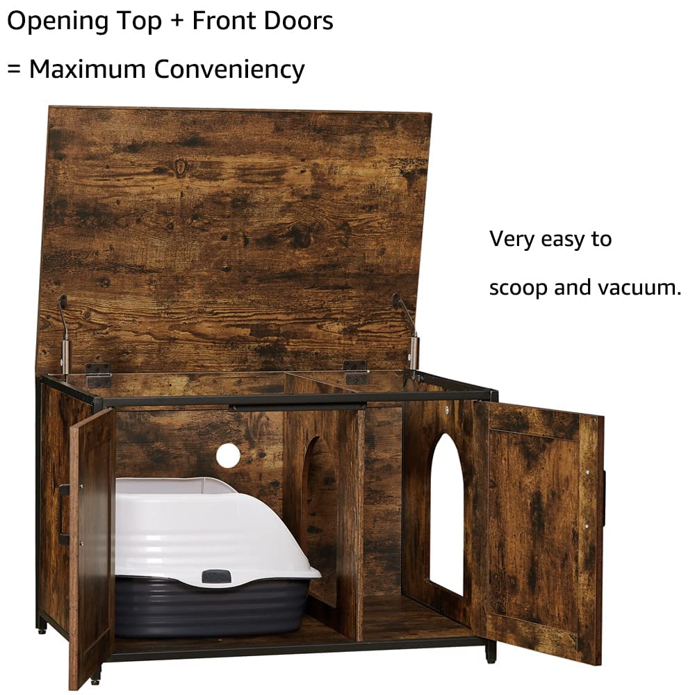 Unipaws Top Opening Cat Litter Box Enclosure, Friendly To Elderly People, Waist Or Keen Problem People, Xl Extra Large Cat Box Furniture, High Jumbo Automatic Litter Box Cover Hidden For Large Cat