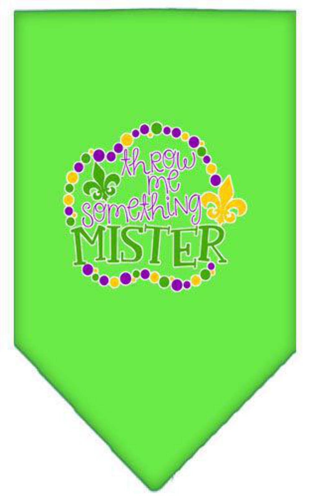 Mirage Pet Product Throw me Something Screen Print Mardi Gras Bandana Lime Green Small