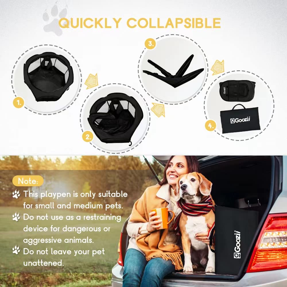 Foldable Portable Dog Playpen For Medium Dogs Indoor Outdoor, Big Dog Pet Playpen Tent Kennel Crate With Cover Enclosed For The House Puppies Bunny Exercise Travel Camping (Black, Large Size)