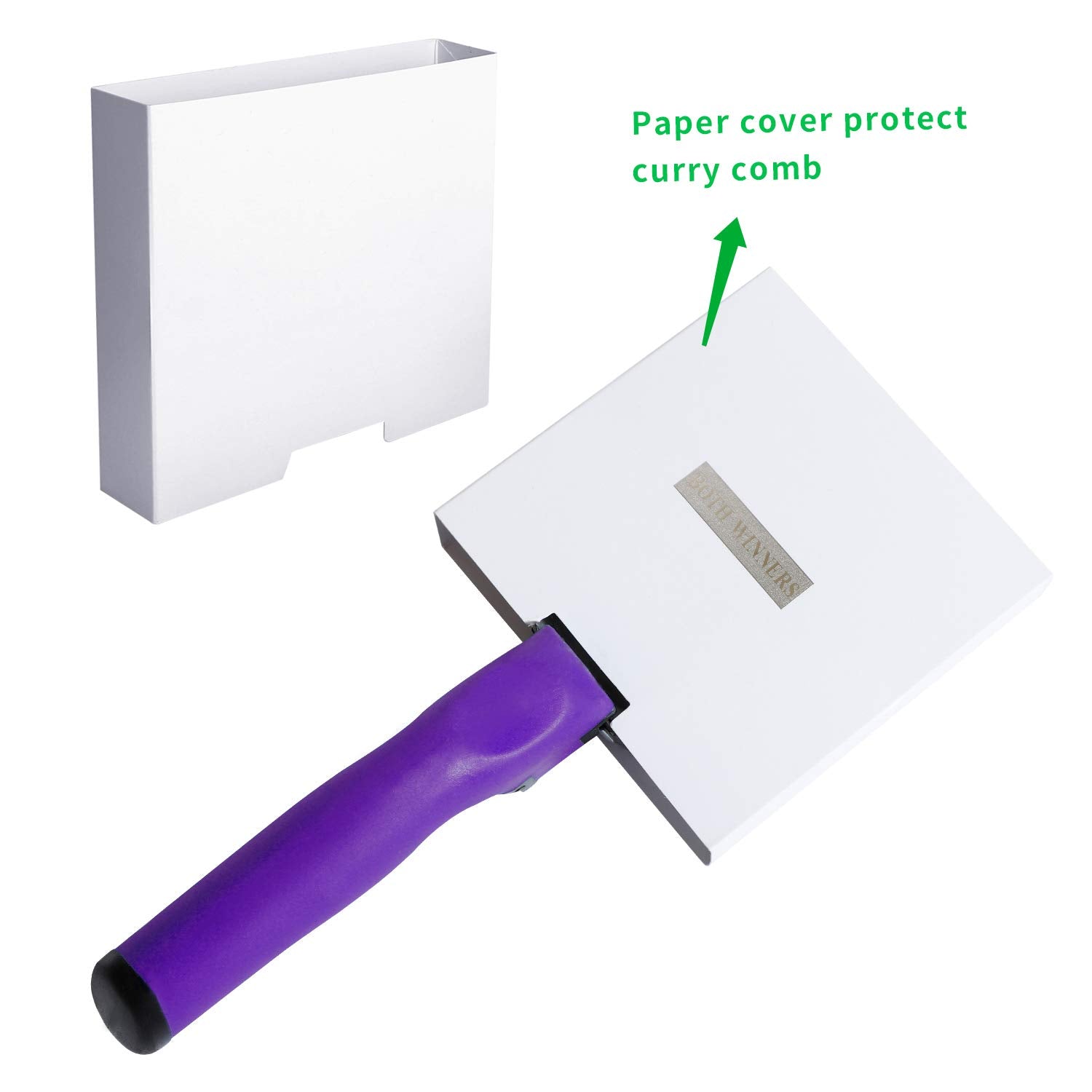 Both Winners Reversible Stainless Steel Curry Comb With Soft Touch Grip (Purple)