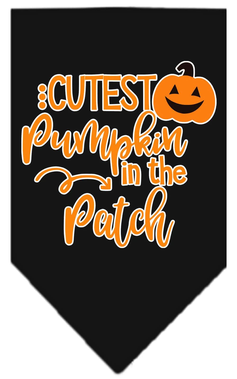 Halloween Pet and Dog Bandana Screen Printed, "Cutest Pumpkin In The Patch" Yellow Large