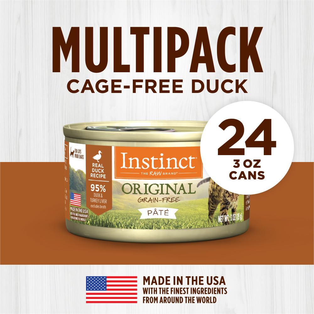Instinct Original Grain Free Real Duck Recipe Natural Wet Canned Cat Food, 3 oz. Cans (Case of 24)