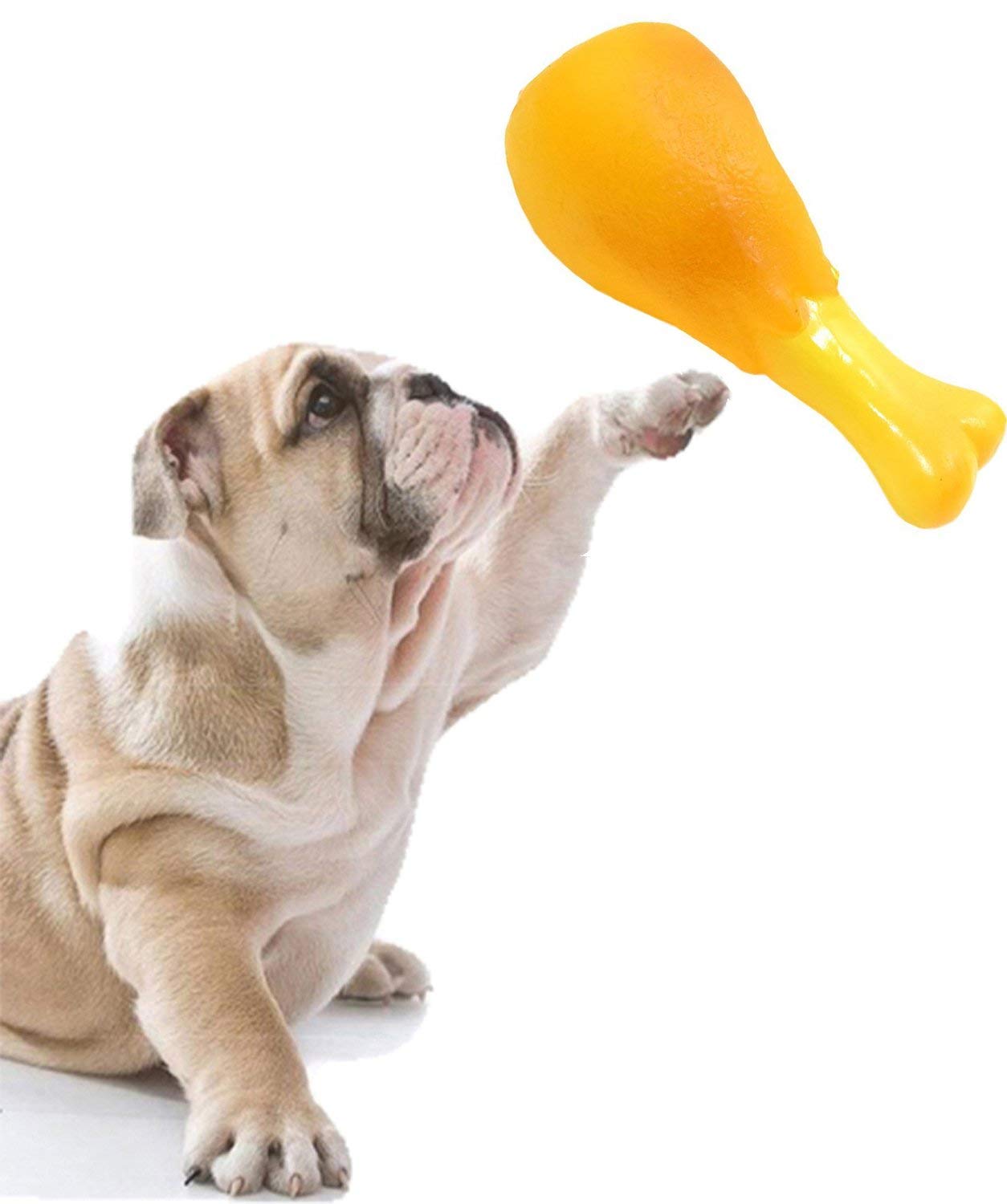 Sage Square Jumbo Size Natural Rubber Squeaky Cum Chew Chicken Leg Shape Toy For Dog / Puppy / Cat / Kitten