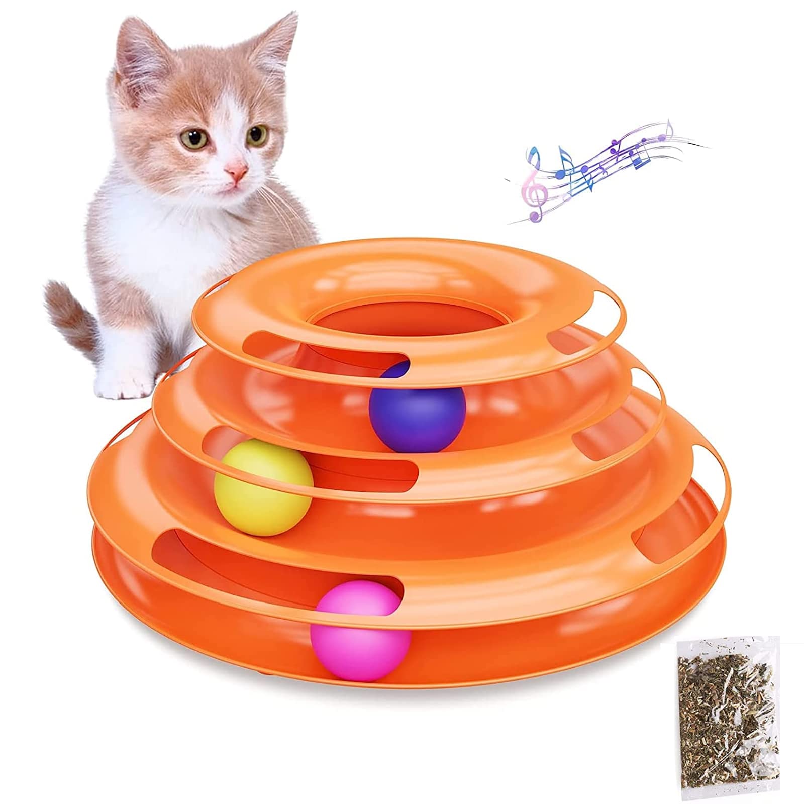 Cature Care By Nature 3 Levels Pet Cat Toy Funny Tower Tracks Disc Cat Tracks Toys Training Intelligence Amusement Plate Cat Bal