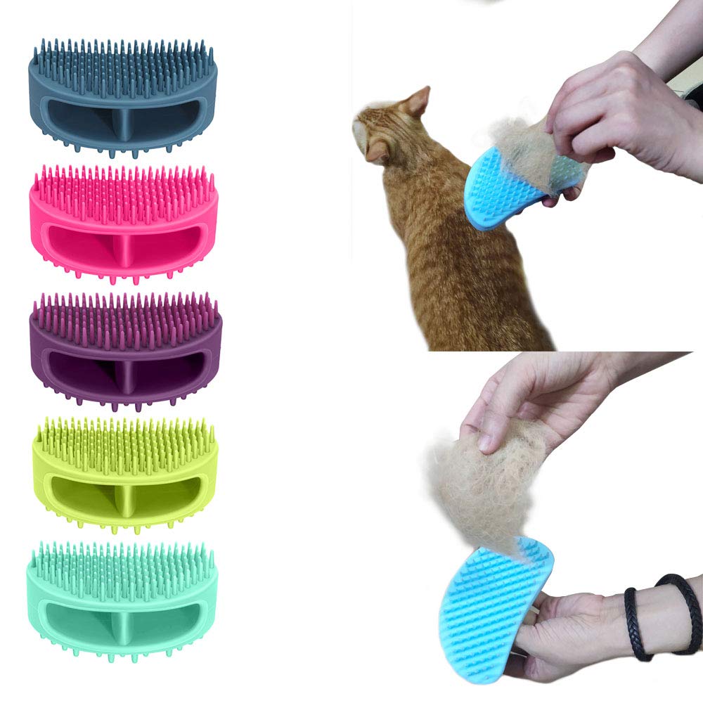 Dog Brush & Cat Brush, Soft Silicone Dog & Cat Grooming Brush, Pet Bath & Massage Brush For Cats And Dogs With Short Or Long Hair, Cat Slicker Shedding Hair Brush Blue