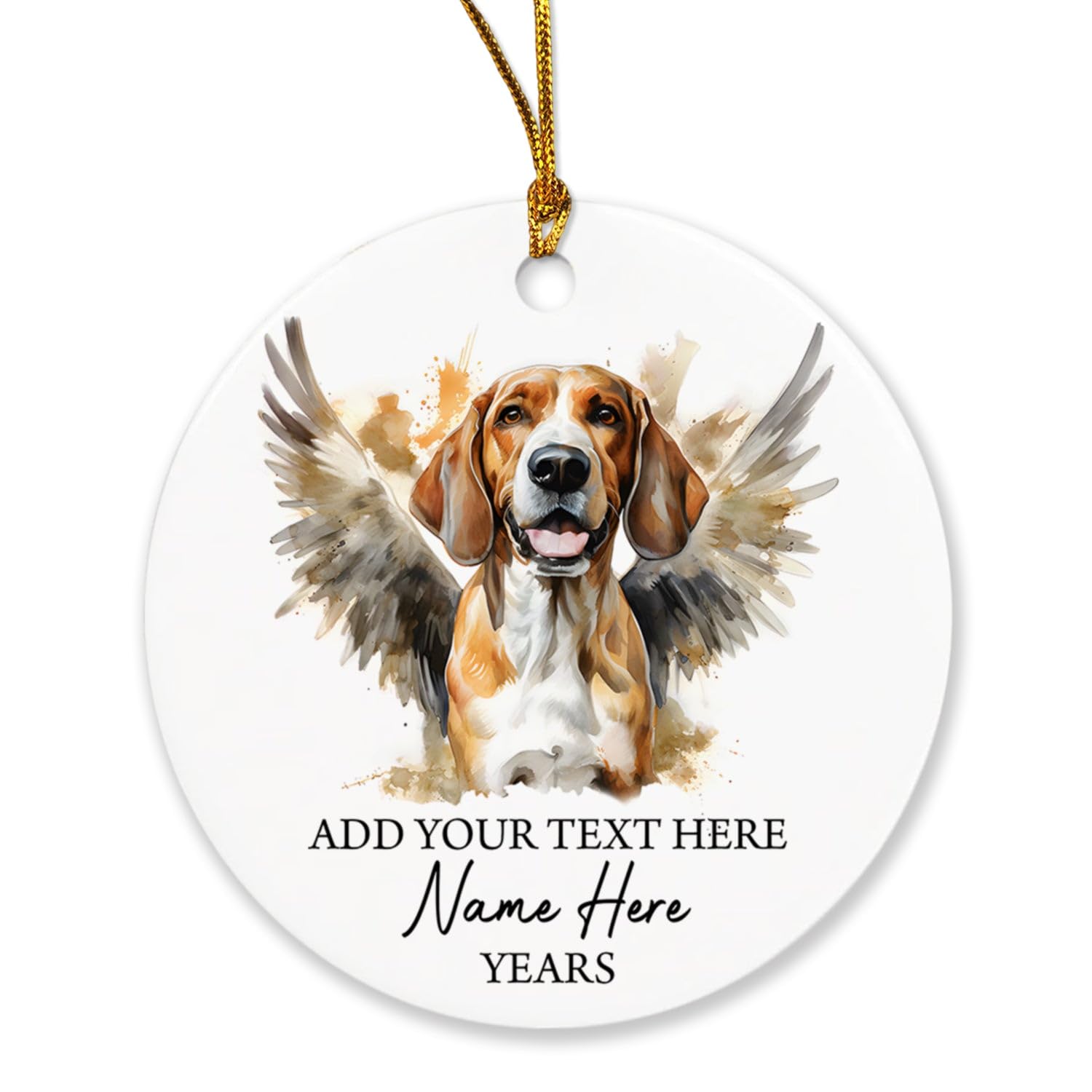 Personalized American Foxhound Dog Memorial Ornament, Sympathy Remembrance Gifts For Loss Of Dog, American Foxhound Angel Xmas Ornament, Custom Text Dog Name & Year Ornament, Dog Memorial Ornament