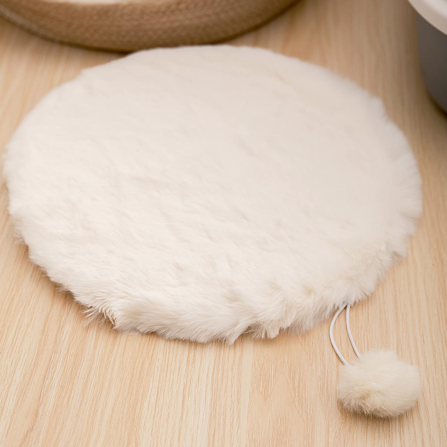Shengocase 2-Pack 17.7' Round Faux Rabbit Fur Cat Dog Bed Cushion Pad Mat, Cat Tree Tower Replacement Cushion Pad, Pad For Window Perch, Cat Dog Carrier House Cage Crate Kennel Furniture
