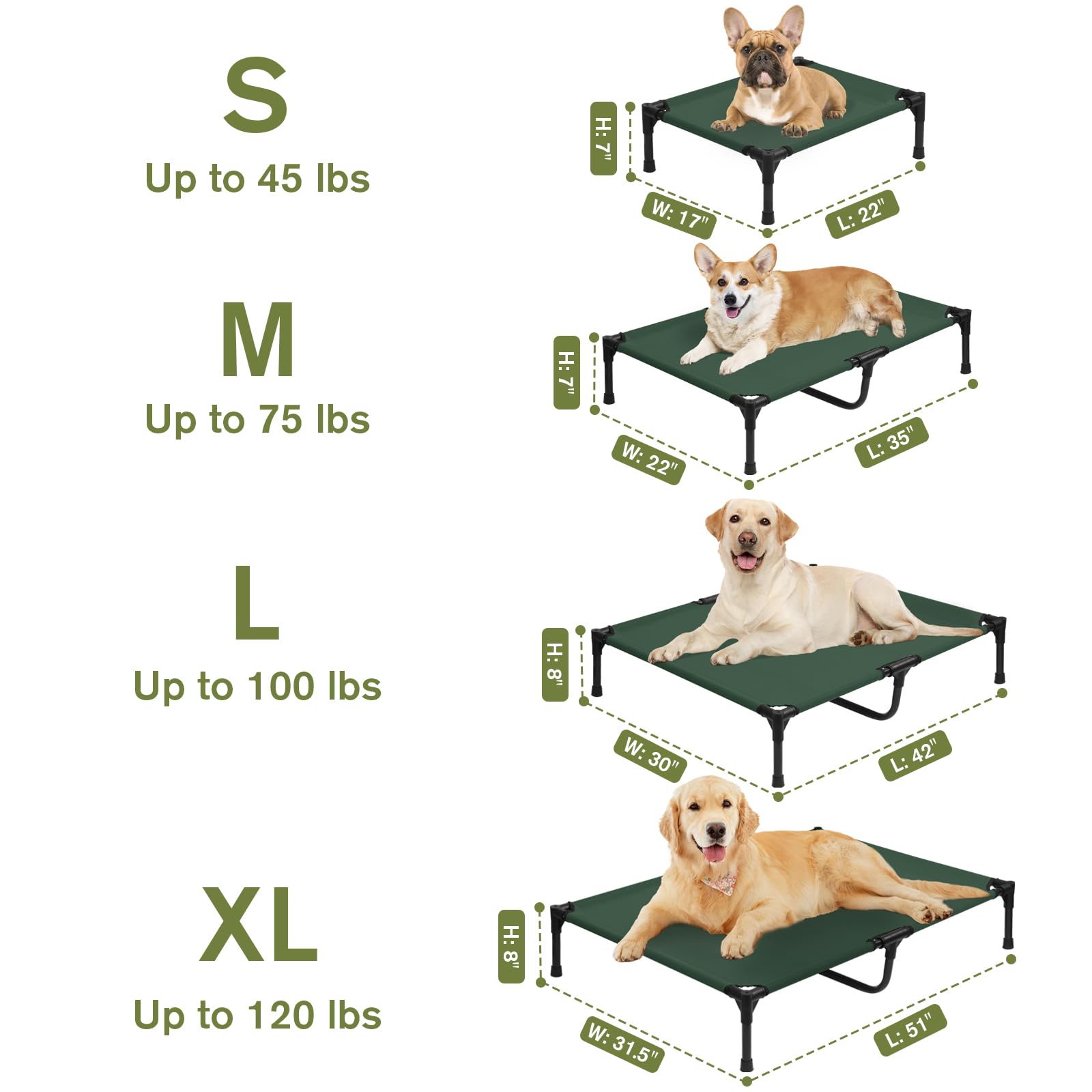 Outdoor Elevated Dog Bed 22 Inch, Cooling Raised Dog Beds For Small Dogs, Portable Puppy Cot With Breathable Mesh, Travel Lifted