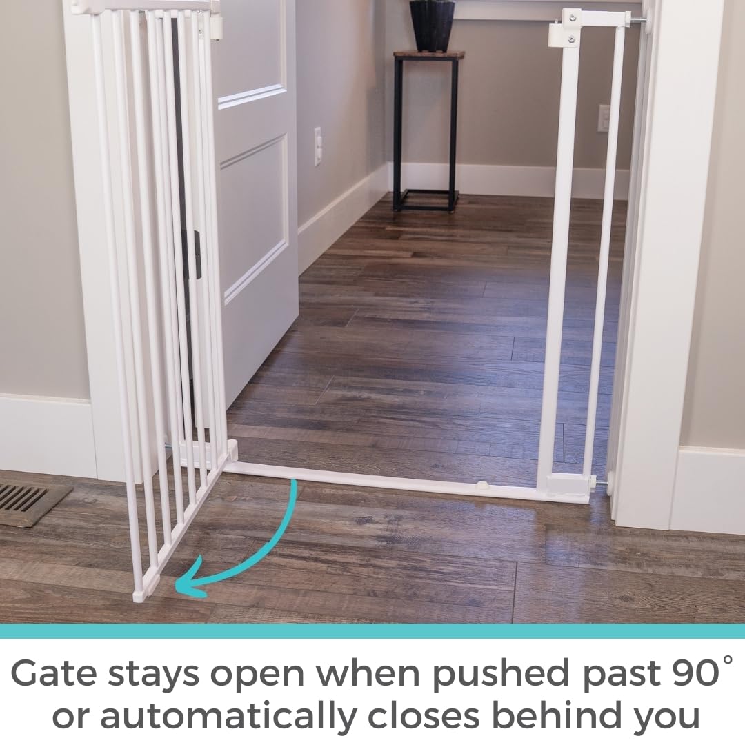 Toddleroo by North States StepSafe Auto Close Baby Gate - Adjustable 29-38" Wide, 30" Tall, Metal, White, Model 5502