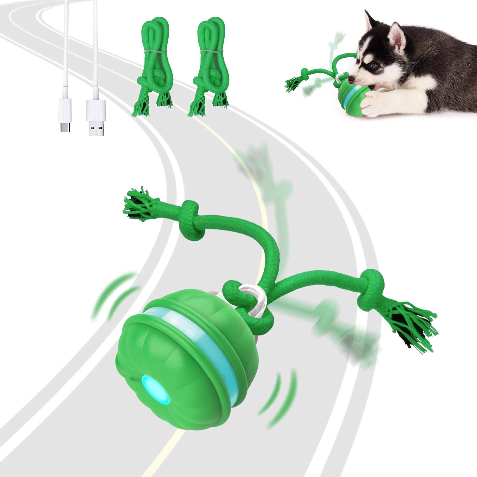 Sofolor Interactive Dog Toys, Motion Activated Automatic Rolling Ball Toys, Wicked Ball, Squeaky Dog Toy For Small Dogs/Puppy