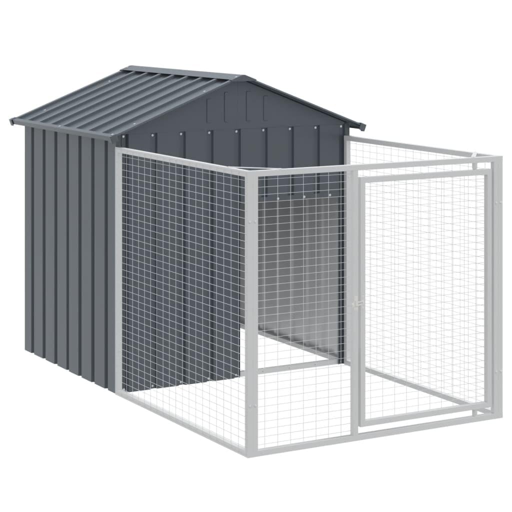 vidaXL Dog House with Roof Light Gray 46.1x320.1x48.4 Galvanized Steel
