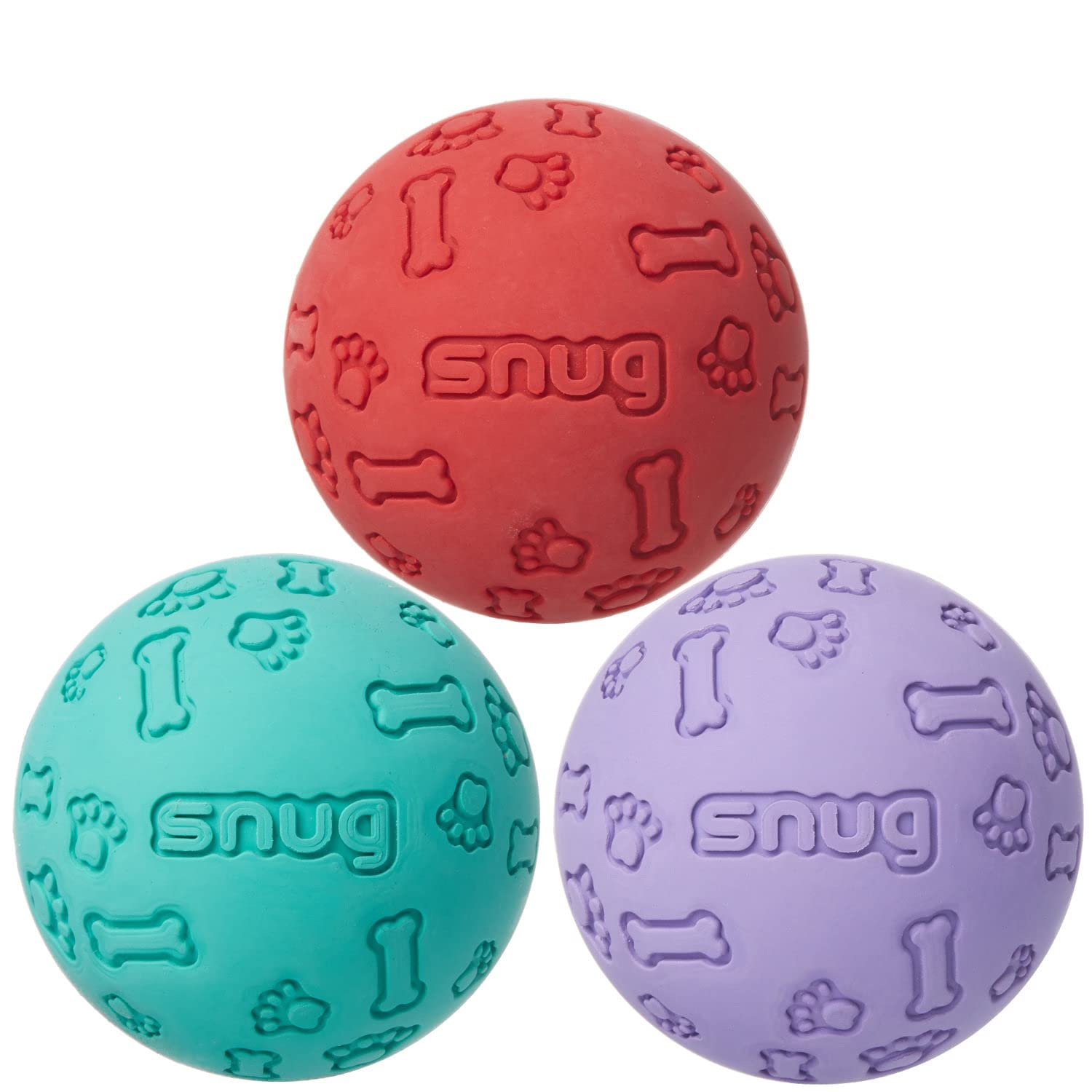 Snug Rubber Dog Balls - Indestructible Tennis Size (3 Pack) - Fresh for Small & Medium Dogs - Model SNDBFRSH