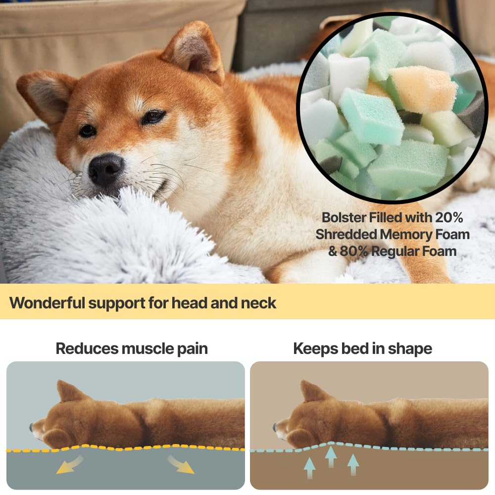 Codi Dog Bed For Couch - Calming Dogs Beds For Medium Pets, Fluffy Plush Cats Mat, Anti Anxiety Pet Mats With Removable Washable