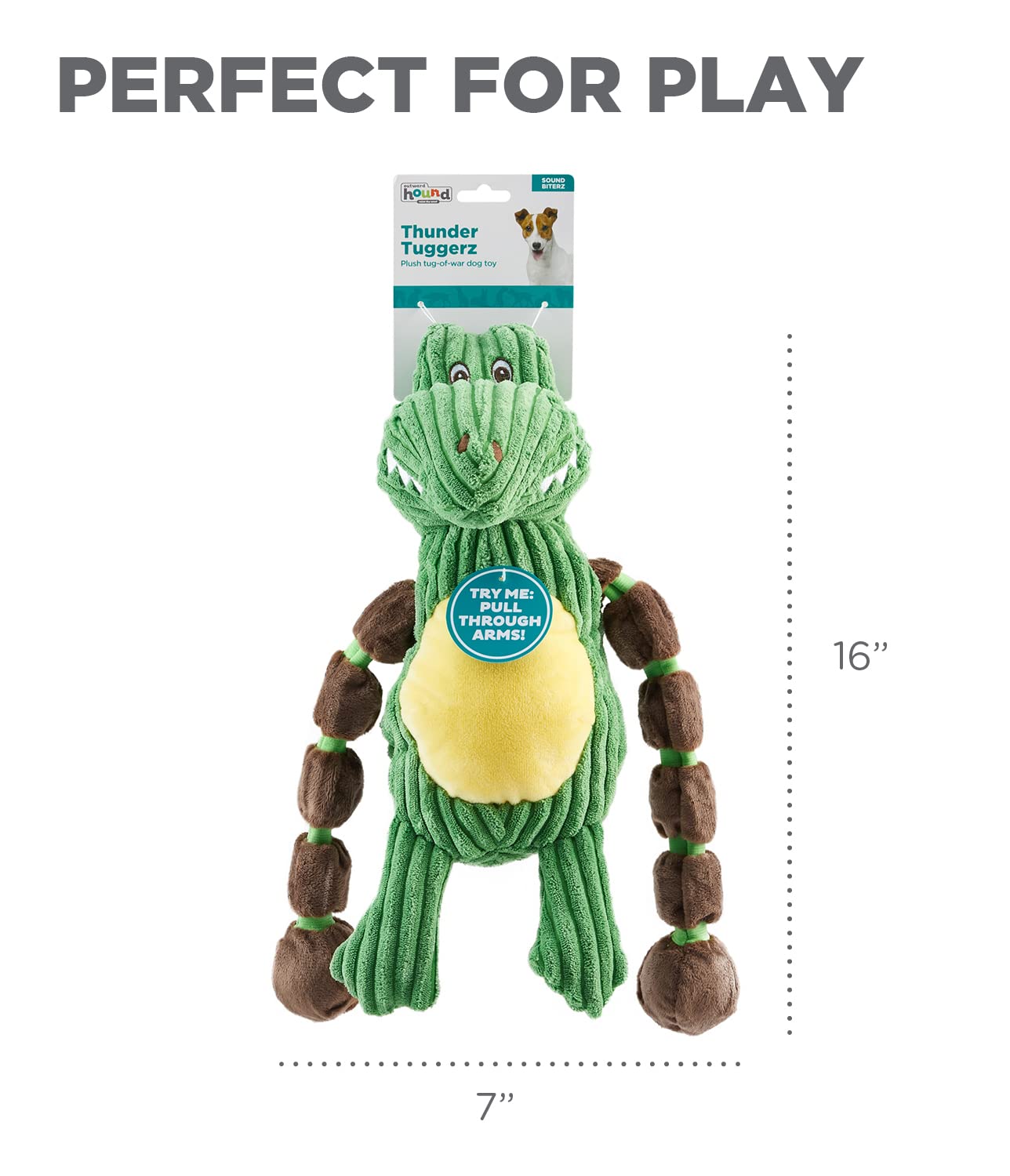Charming Pet Thunda Tugga Gator Plush Squeaky Dog Tug Toy