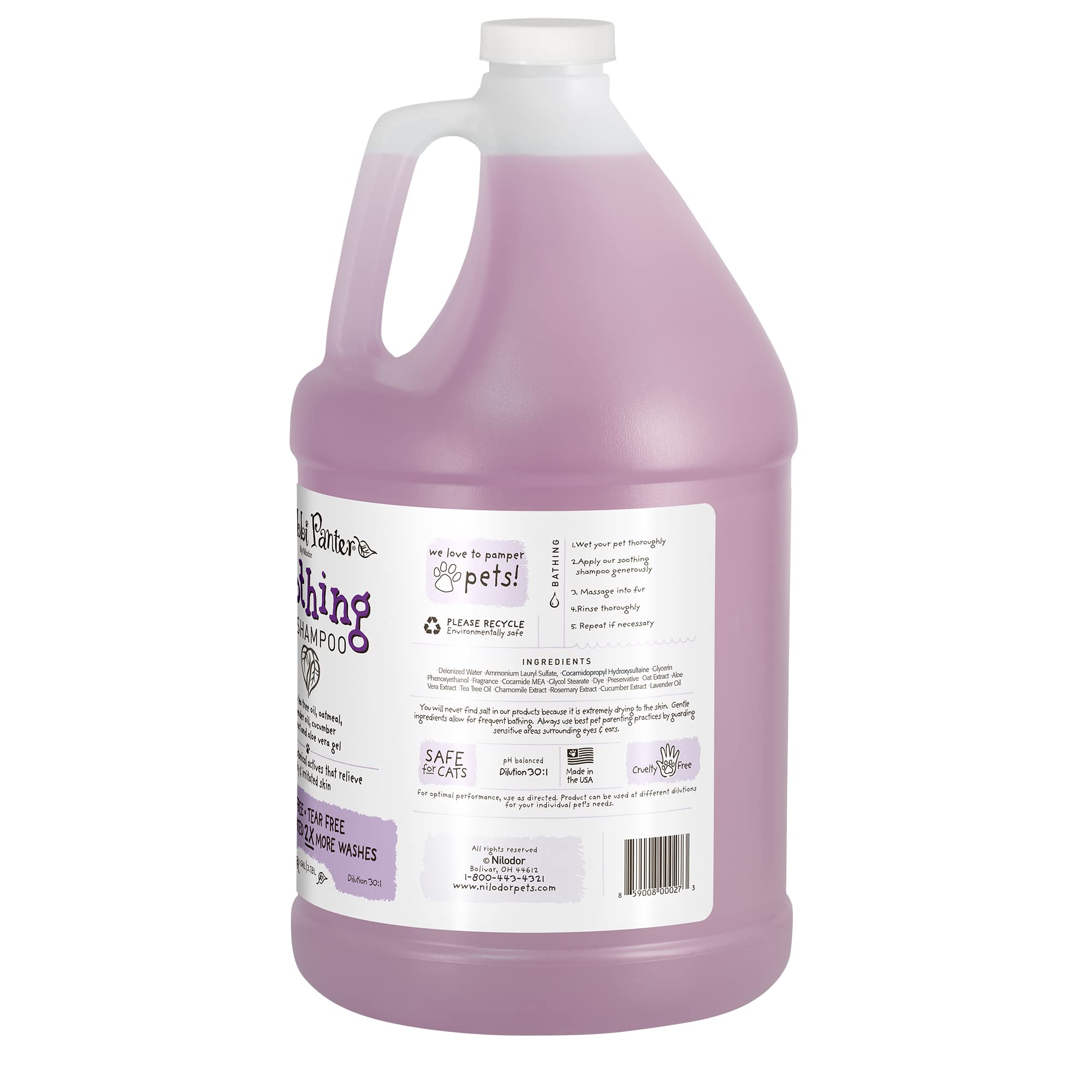 Bobbi Panter Soothing Dog Shampoo, Lavender Scent, 1 Gallon - Heals & Soothes Irritated Skin, 30:1 Concentrated Formula