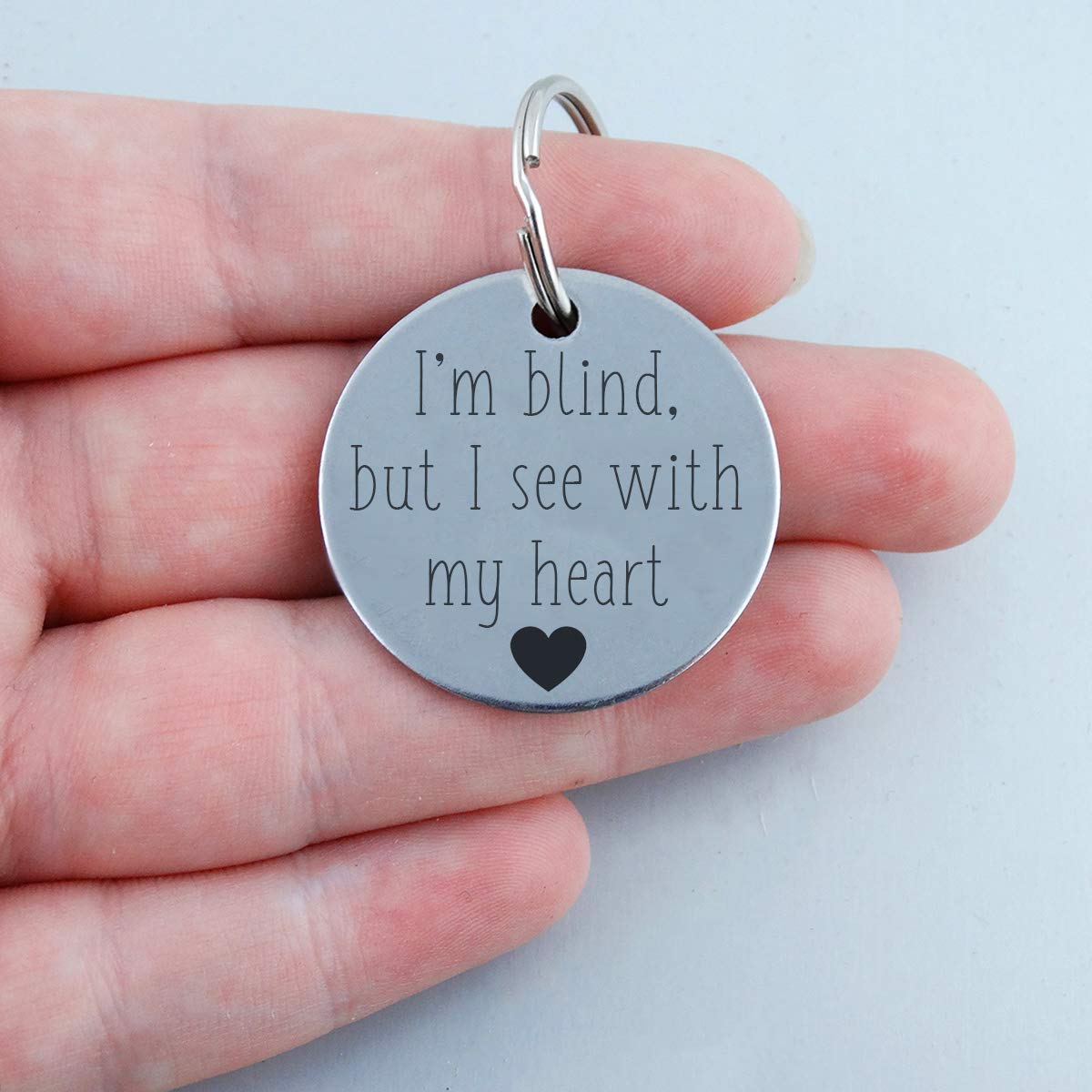 I'M Blind But I See With My Heart Personalized Pet Id Tag - 30Mm Double Sided Laser Engraved For Dog Or Cat