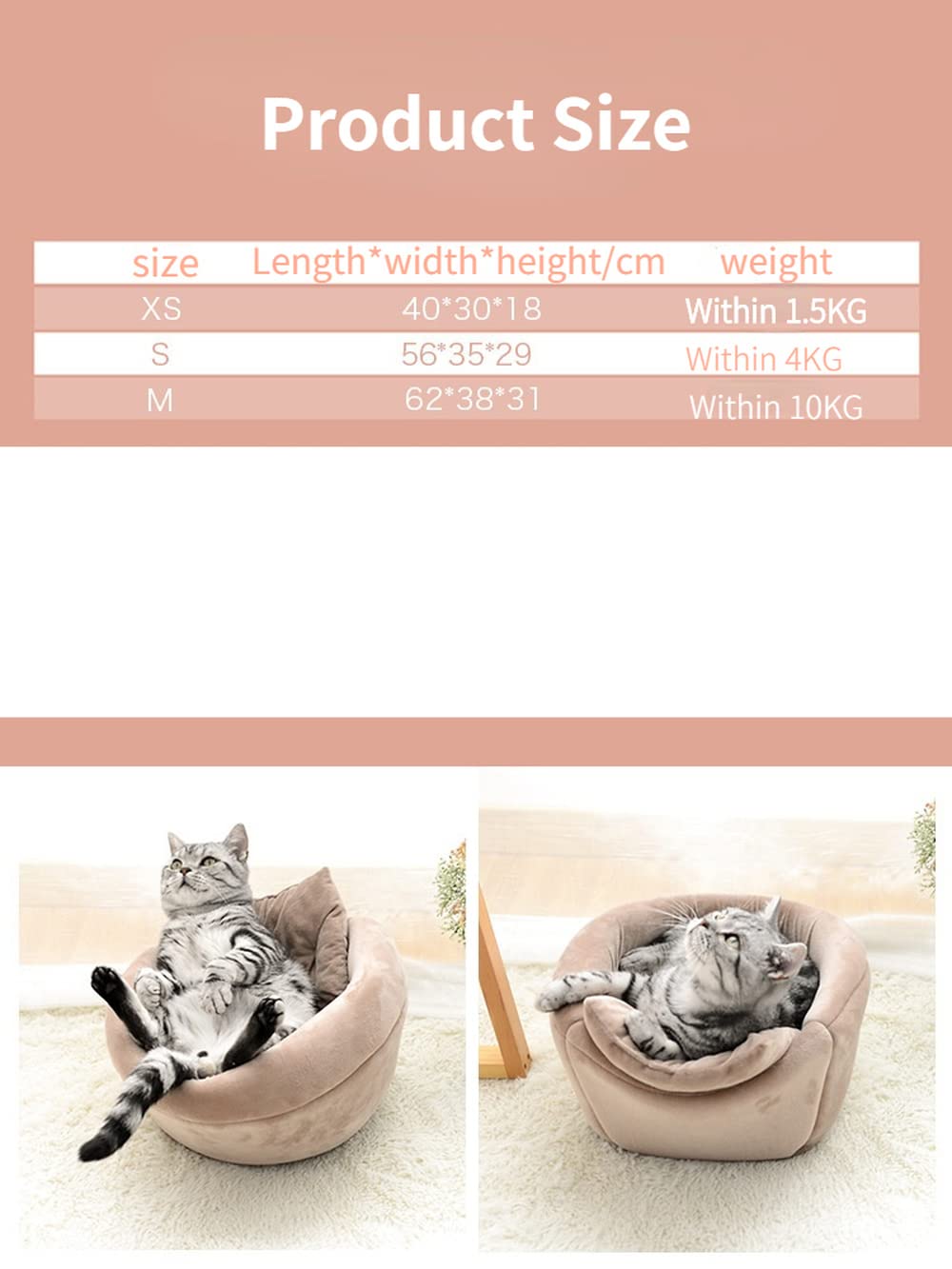 Ssdh Cat Nest Winter Thick Foldable Closed Honeypot Shape Cat House Gives Pet Cats And Dogs A Warm Home (S,Gray)