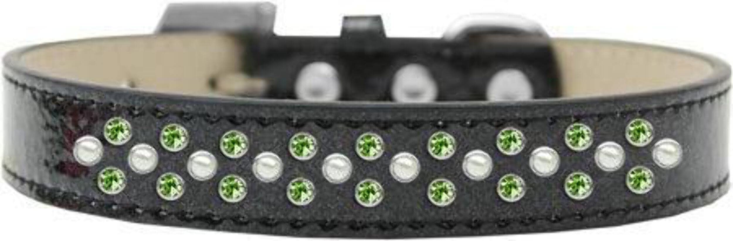 Mirage Pet Products Sprinkles Ice Cream Dog Collar with Pearl and Lime Green Crystals, Size 18, Red