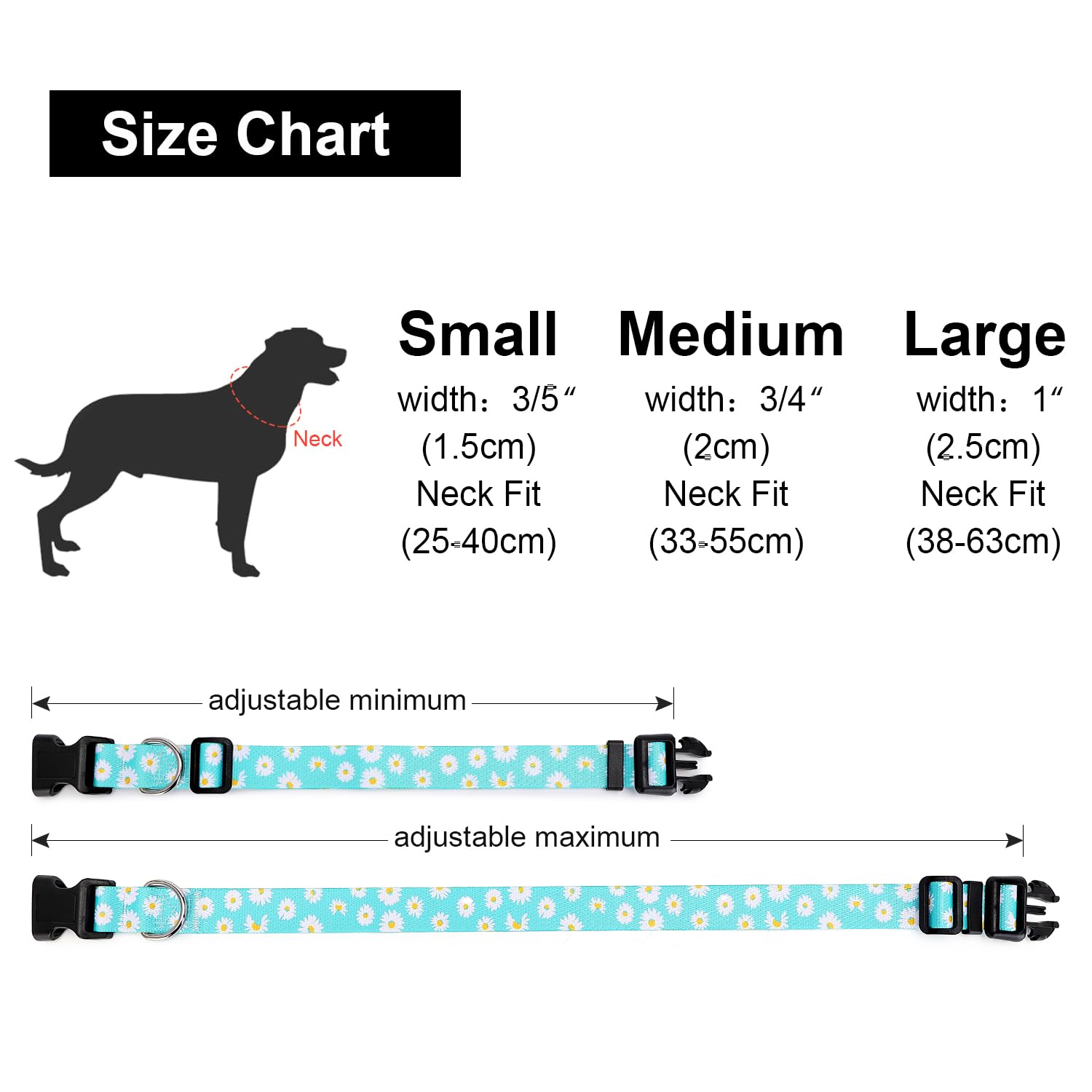 Suredoo Adjustable Dog Collar With Patterns, Ultra Comfy Soft Nylon Breathable Pet Collar For Small Medium Large Dogs (L, Blue D