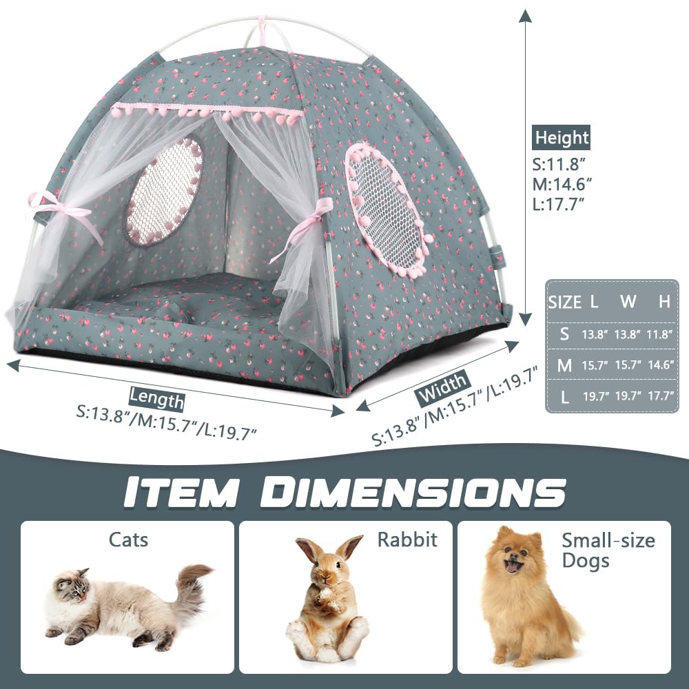 Pawstrip Dog Tent Indoor Cat House Pink Puppy Bed Portable Pet Teepe Princess Dog Camping Tent Outdoor Kitten Houses Cute Bunny