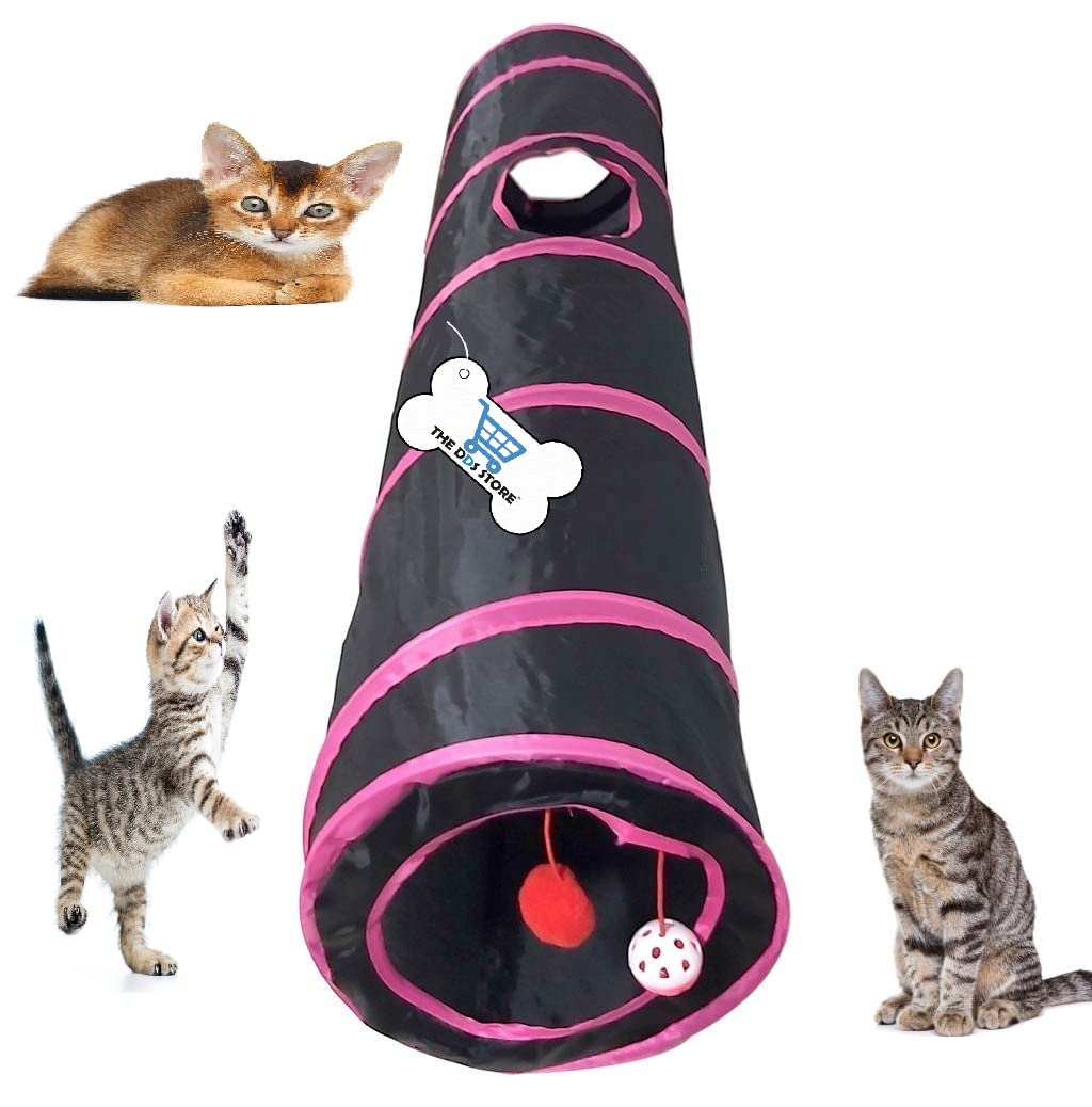 The Dds Store Cat Tunnels For Indoor Cats 2 Way Play Toy Tunnel Peek Hole Toy With Ball For Cat Tube Fun For Rabbits Kittens 1 P
