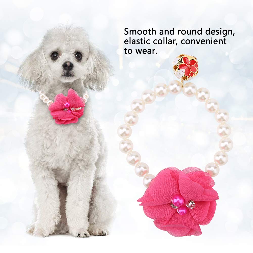 Zerodis Pet Pearl Flower Collar, Elastic Cat Collar Choker Necklace Pet Dog Cat Jewelry Necklace For Puppy Collar Jewelry Access