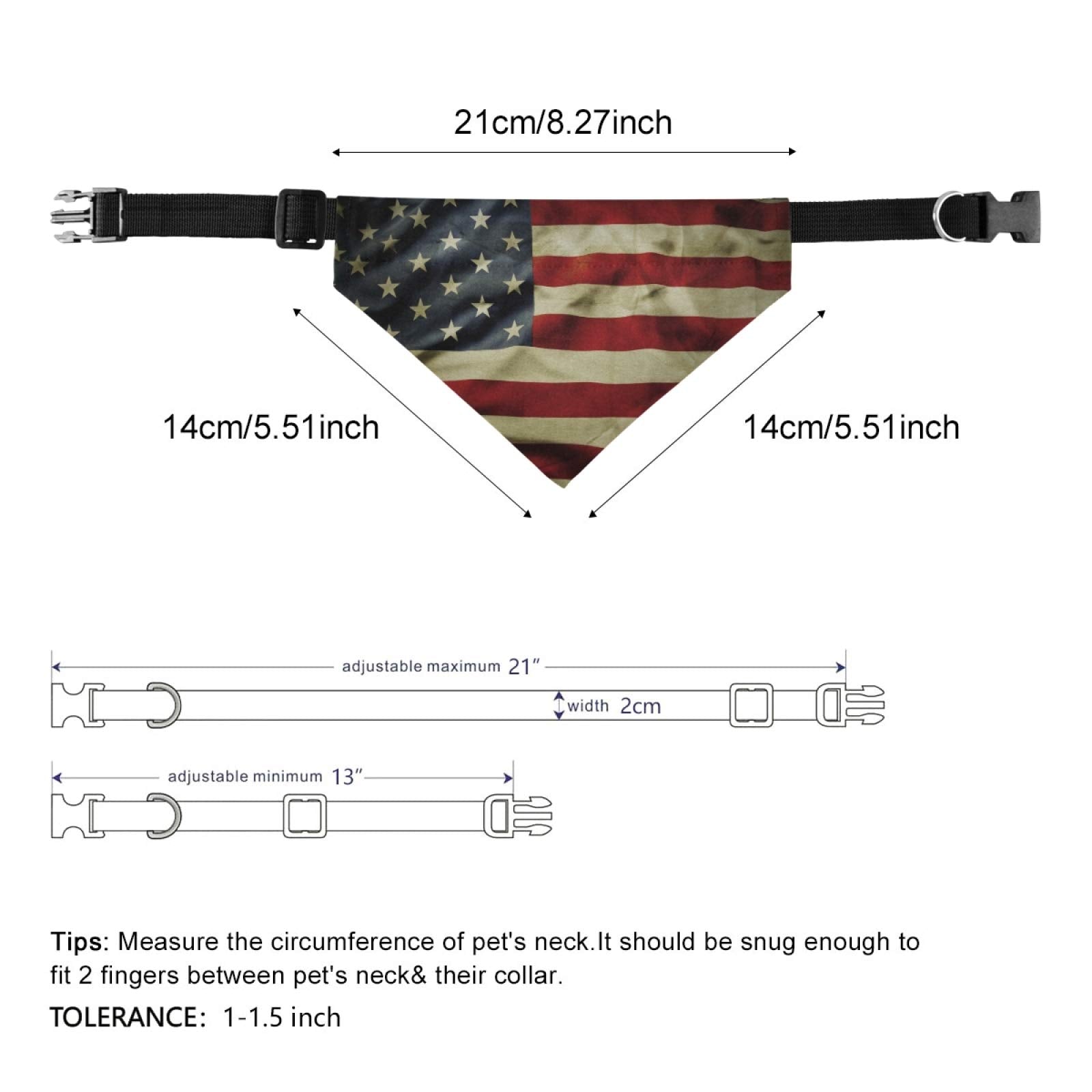 Fourth Of July Dog Bandanas With Adjust Buckle American Flag Pet Triangle Scarf Washable Independence Day Dog Collar One Size