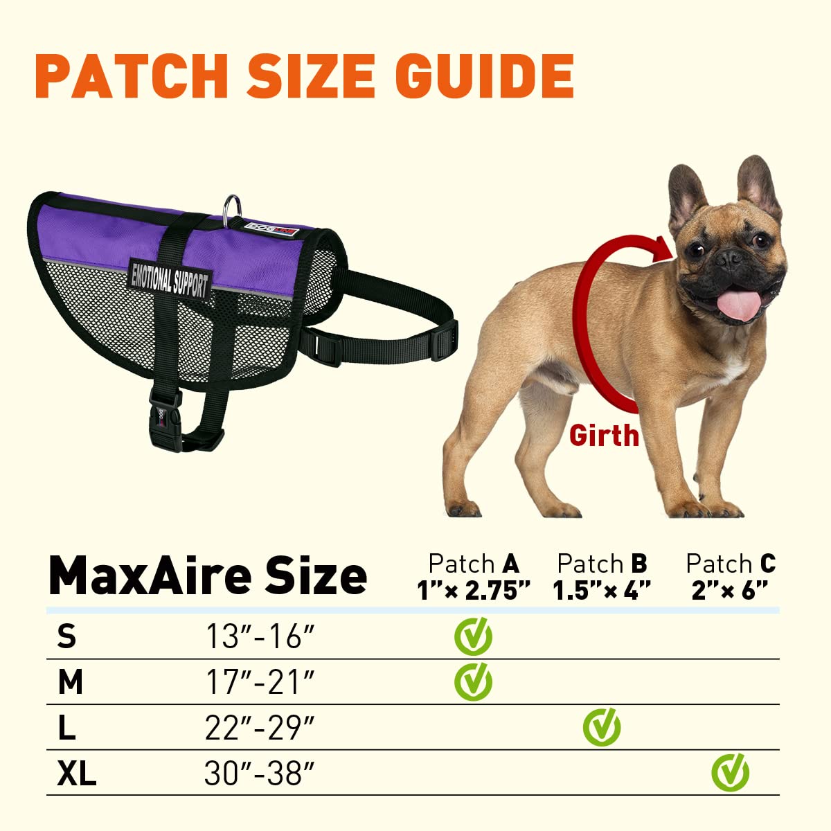 Dogline Maxaire Multi-Purpose Mesh Vest For Dogs And 2 Removable Emotional Support Patches, Small, Purple, (13'-16')