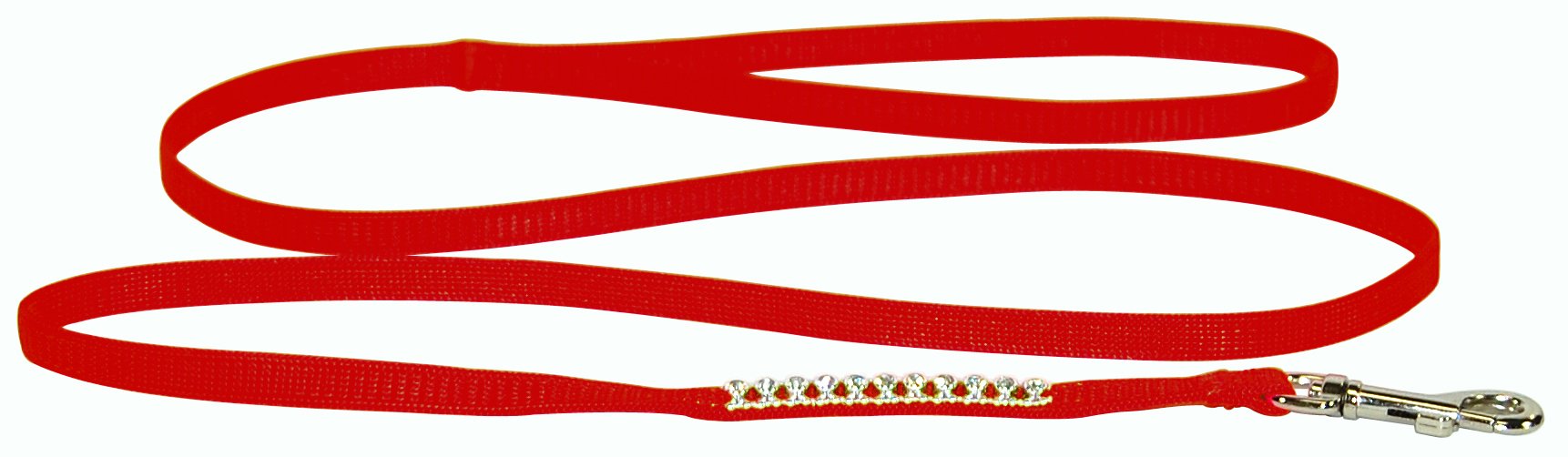 Hamilton Rhinestone Cat Series 3/8-Inch By 4-Feet Snag-Proof Nylon Lead, Red