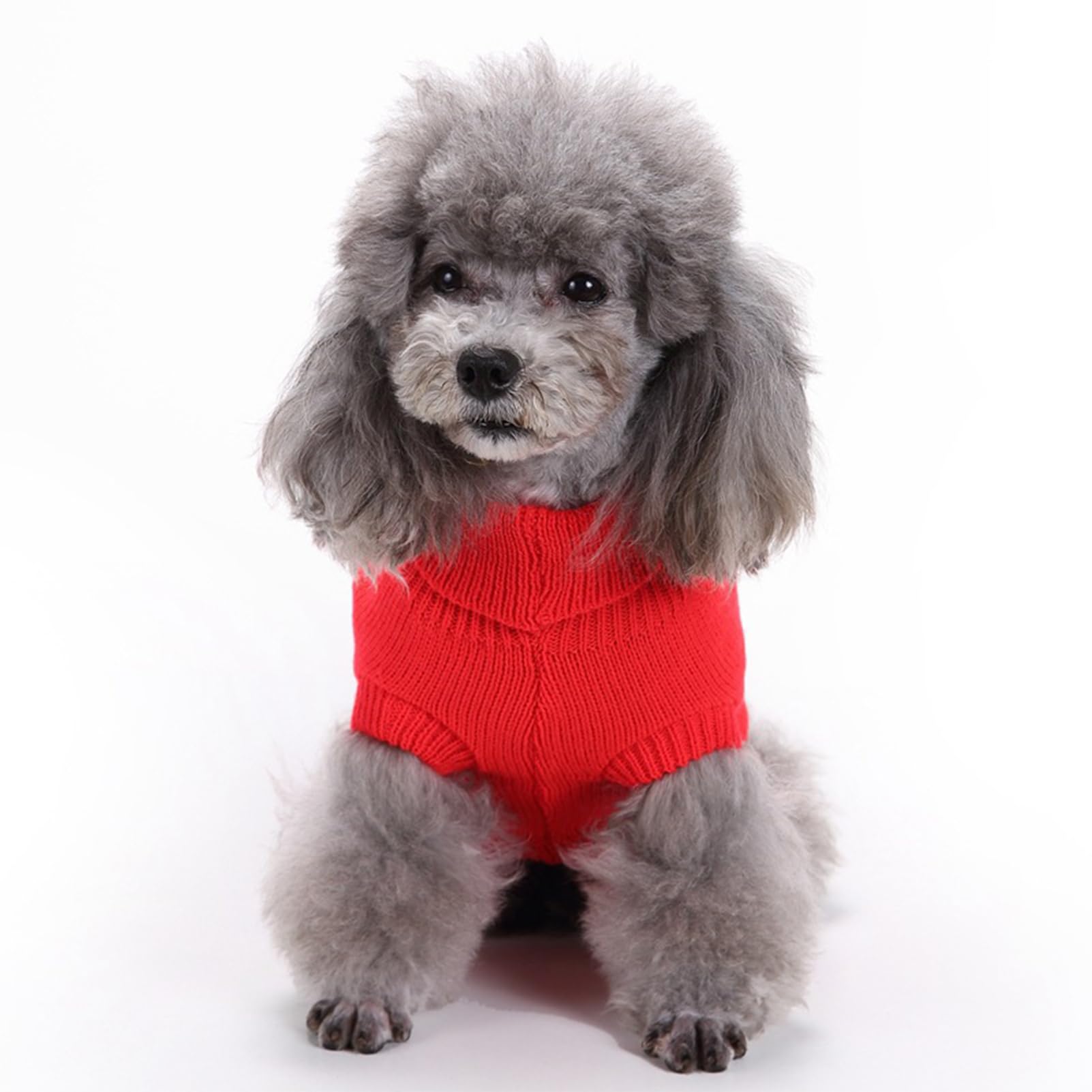 Chborchicen Small Dog Sweaters Knitted Pet Cat Sweater Warm Dog Sweatshirt Dog Winter Clothes Kitten Puppy Sweater (Medium,Red)