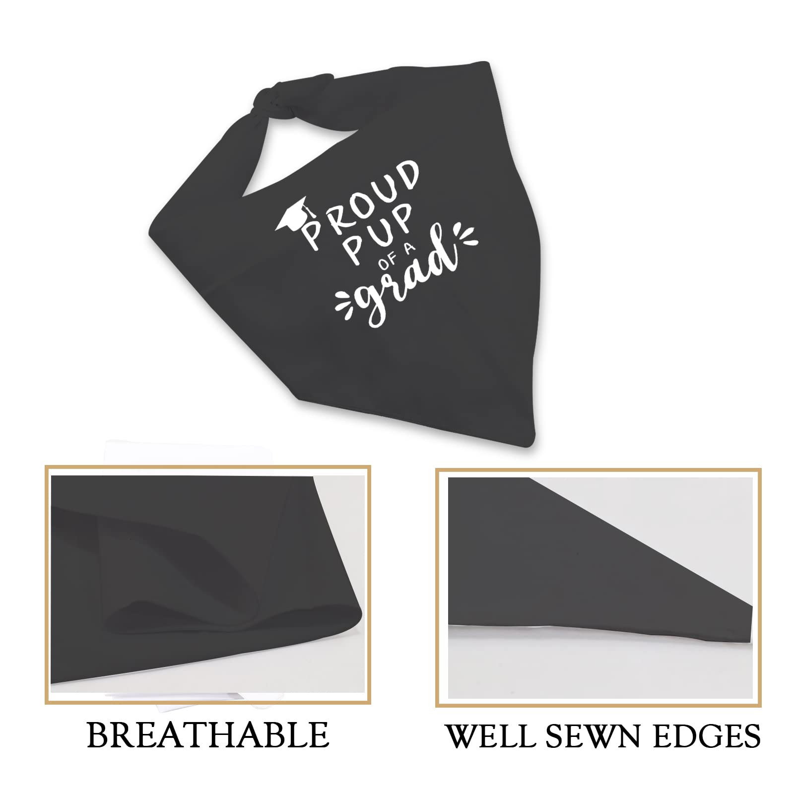 Jxgzso 1 Piece Graduation Dog Pet Bandana Proud Pup Of A Grad Dog Bandana Graduation Announcement Gift (Proud Pup Black)