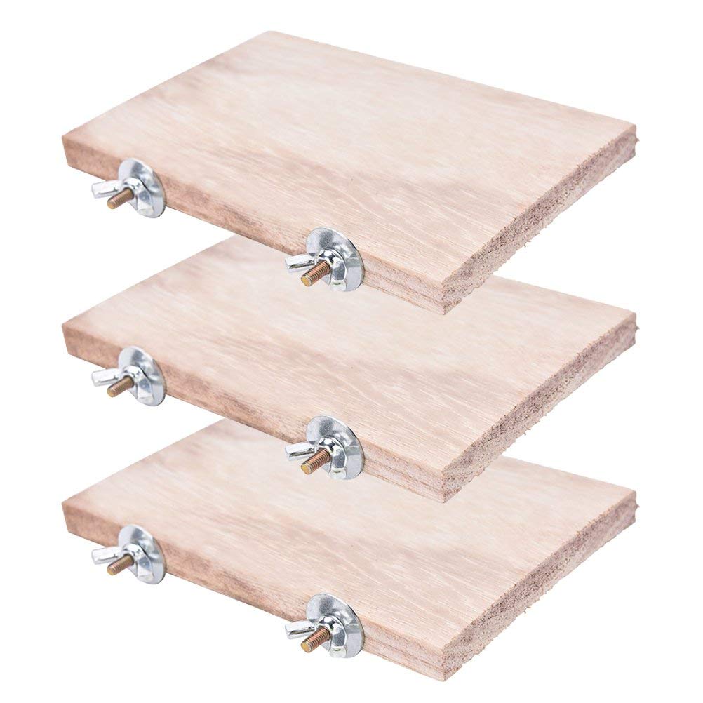 CoscosX 3Pcs Wooden Bird Cage Perches - Square Stand Platform for Parakeets - Model JDNHSGTWRB426
